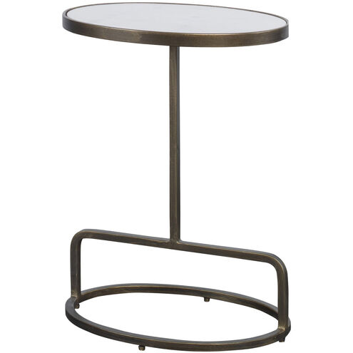 Jessenia 23 X 18 inch White Marble and Antiqued Brushed Gold Accent Table