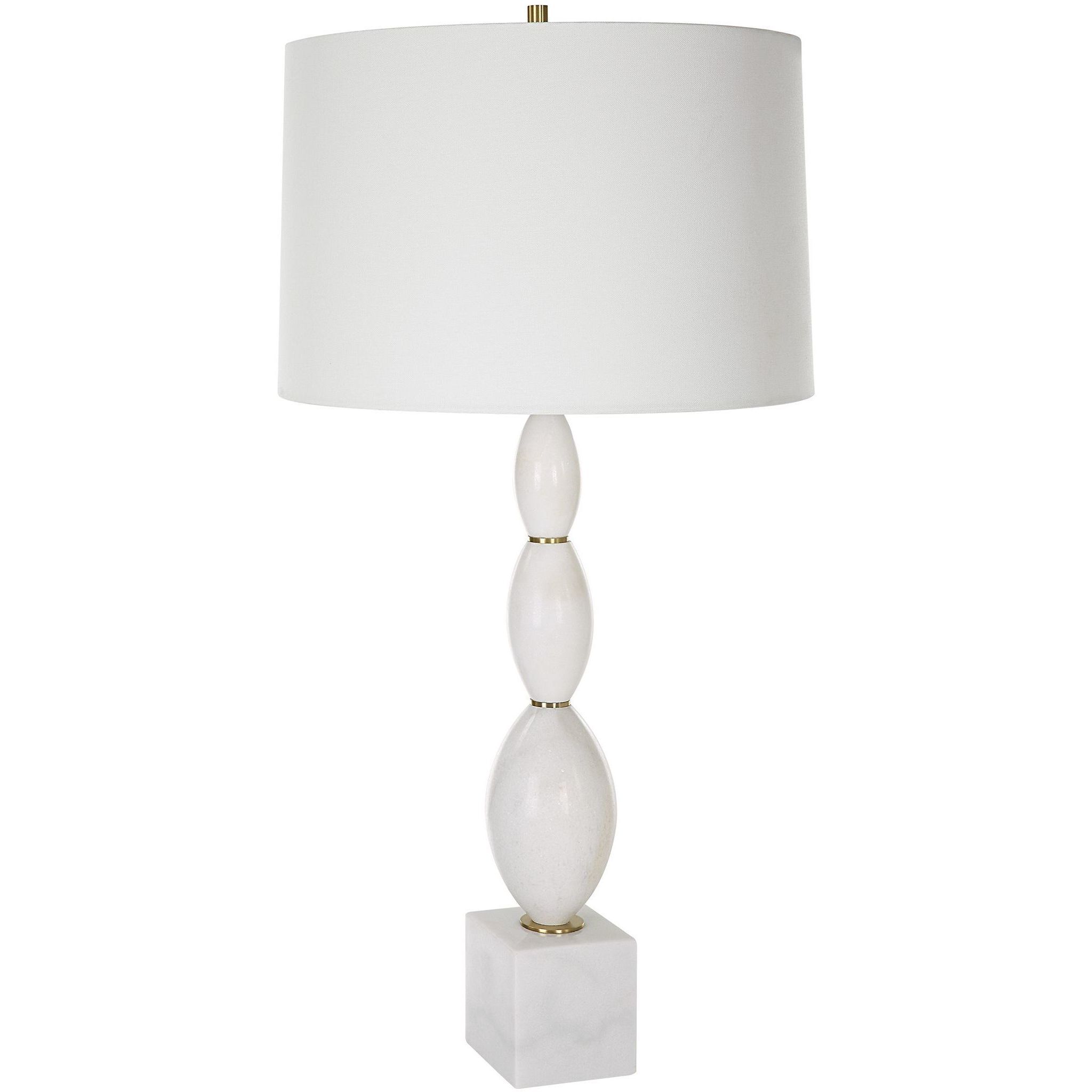 Regalia 31.25 inch 150 watt White Marble and Antique Brushed Brass Table Lamp Portable Light