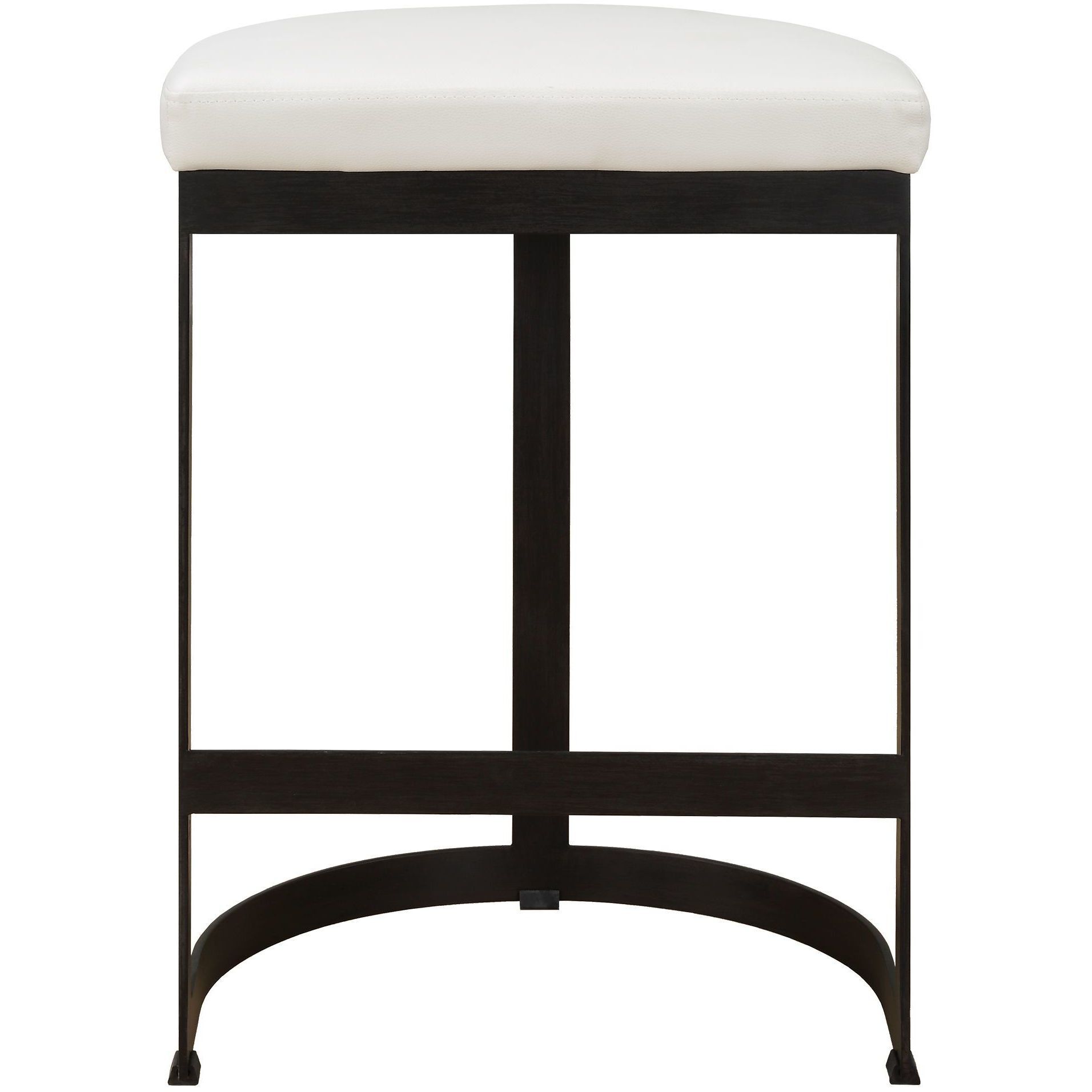 Ivanna 26 inch Matte Black with White Pebbled Faux Leather Counter Stool
