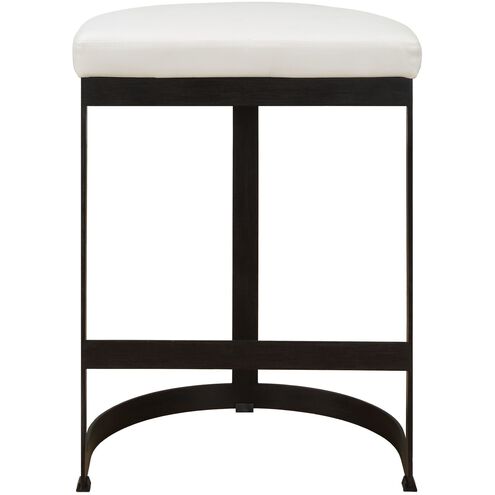 Ivanna 26 inch Matte Black with White Pebbled Faux Leather Counter Stool