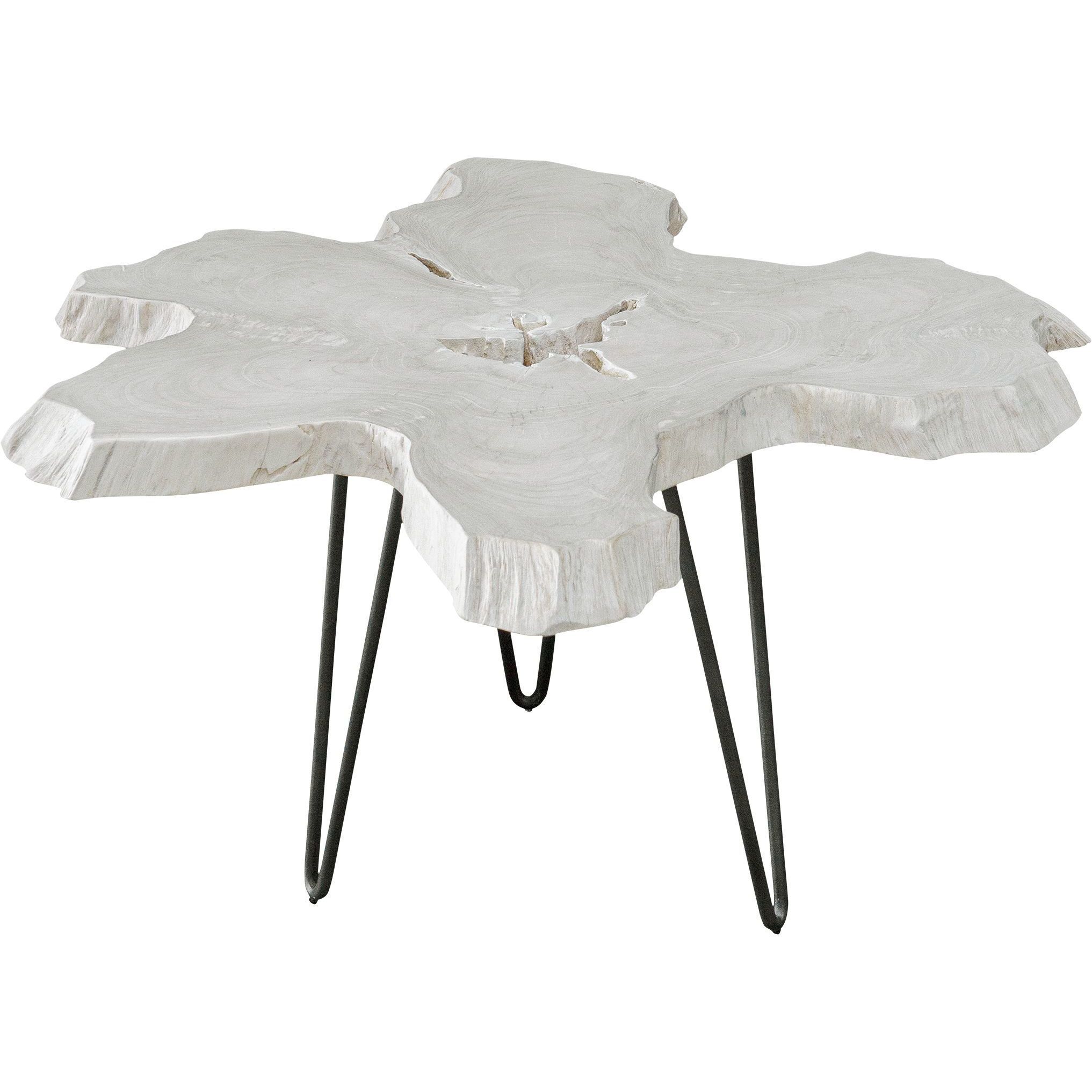 Trillium 38 X 17 inch Bleached Natural Teak Wood and Black Coffee Table