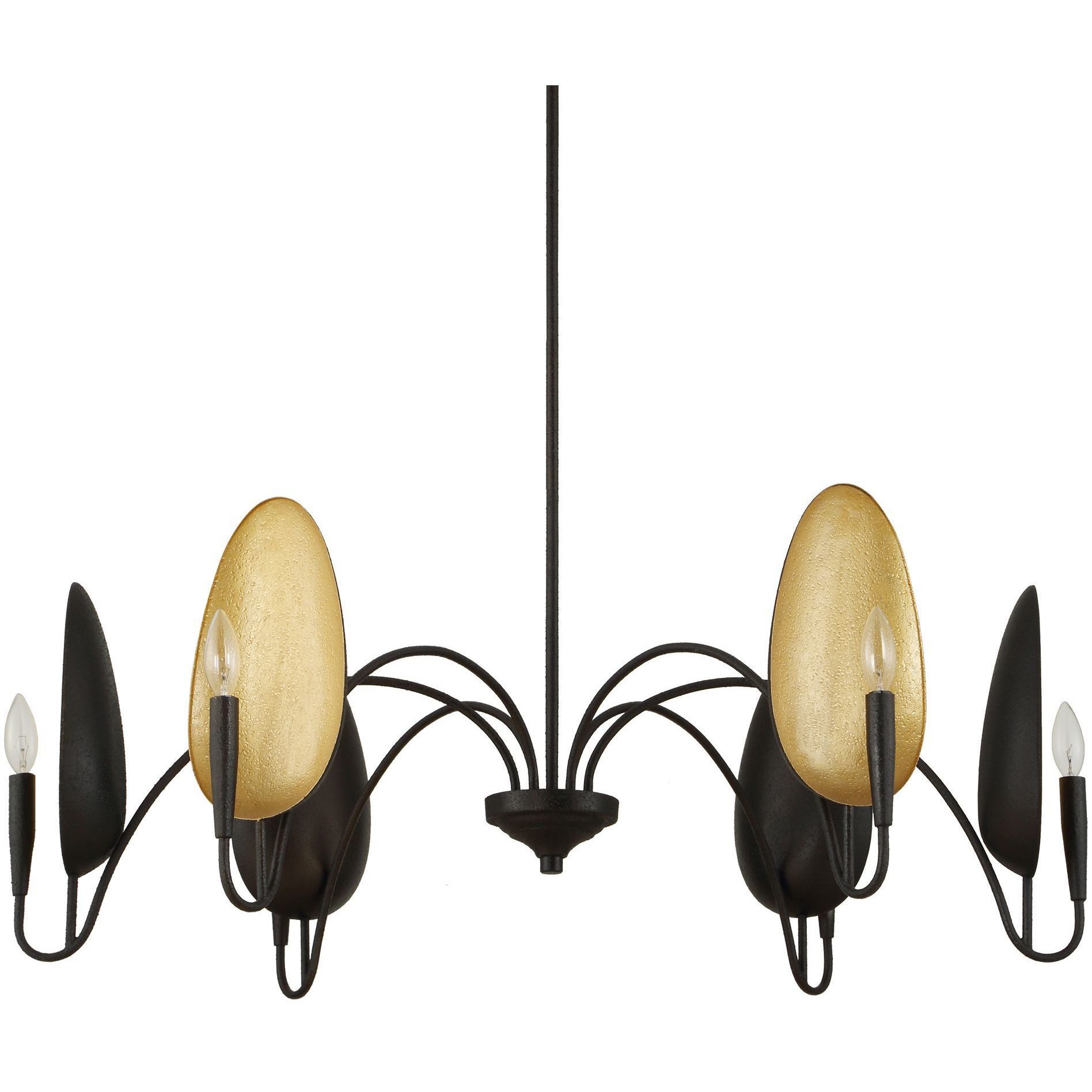 Warwick 6 Light 41.5 inch Black and Gold Textured Chandelier Ceiling Light