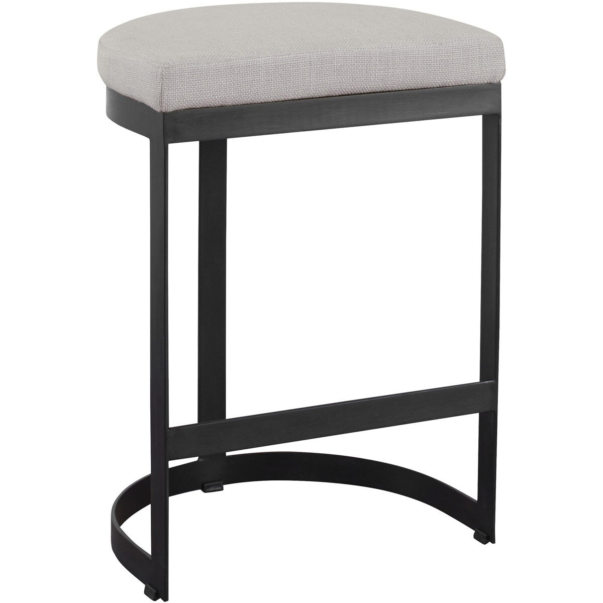 Ivanna 26 inch Matte Black and Off-white Linen Counter Stool