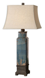 Soprana 38 inch 150 watt Distressed Blue Glaze Table Lamp Portable Light
