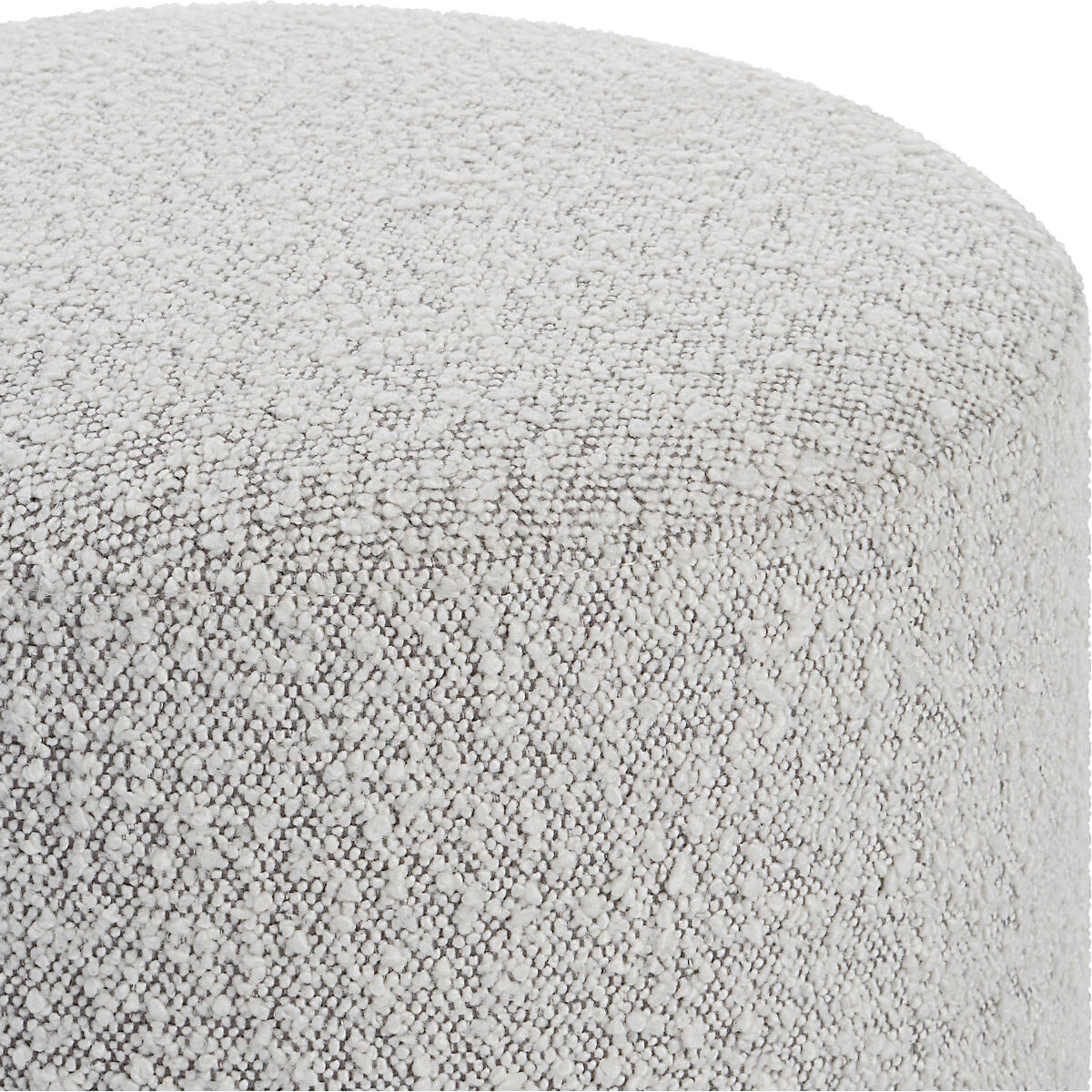 Avila 18 inch Ivory and Warm Gray Boucle Fabric Ottoman