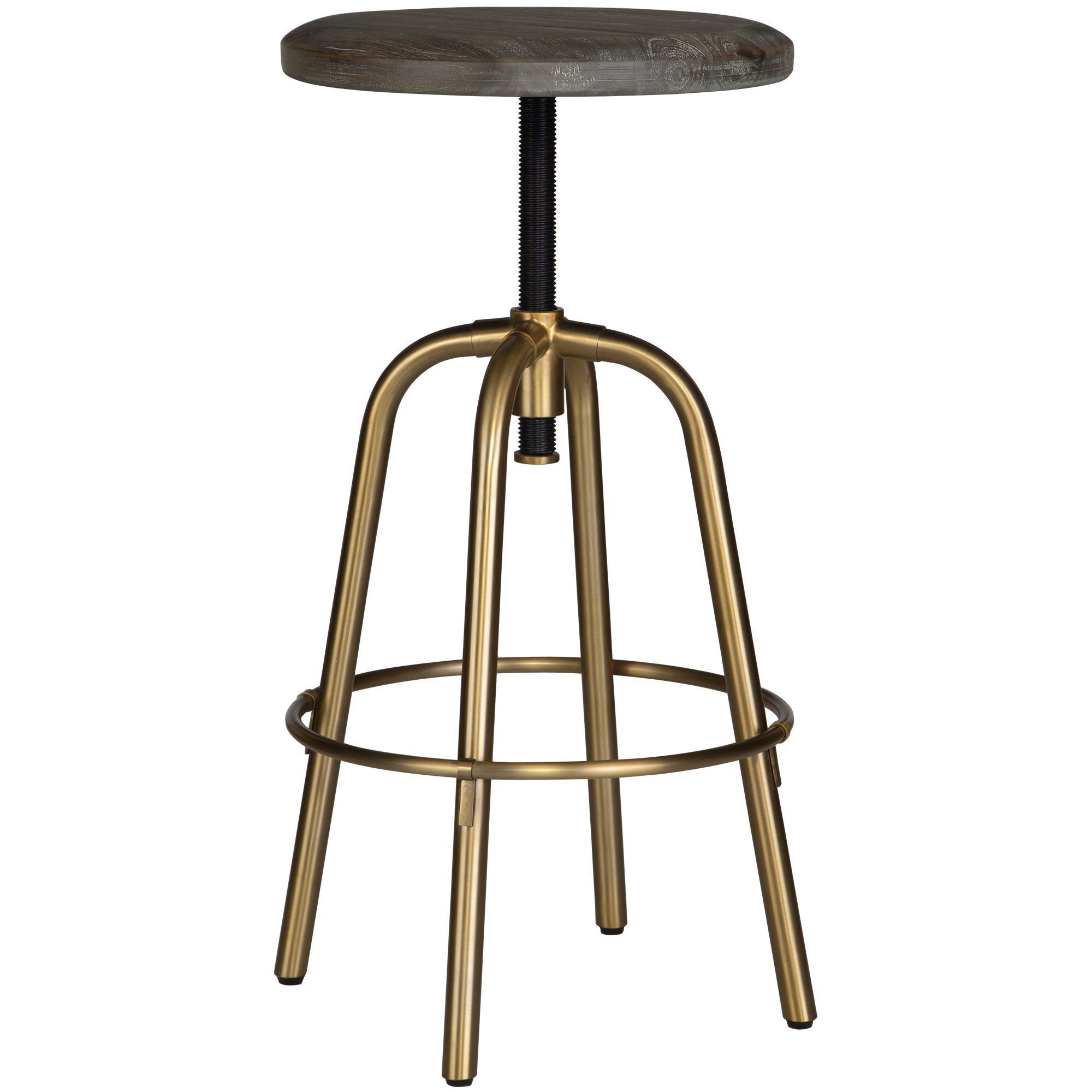 Revolve 24 inch Brushed Brass and Dark Walnut Counter Stool