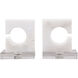 Clarin 7 inch White and Gray Marble with Crystal Bookends, Set of 2