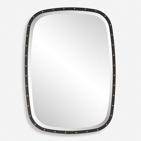 Benedo 36 X 26 inch Matte Black and Plated Brass Mirror