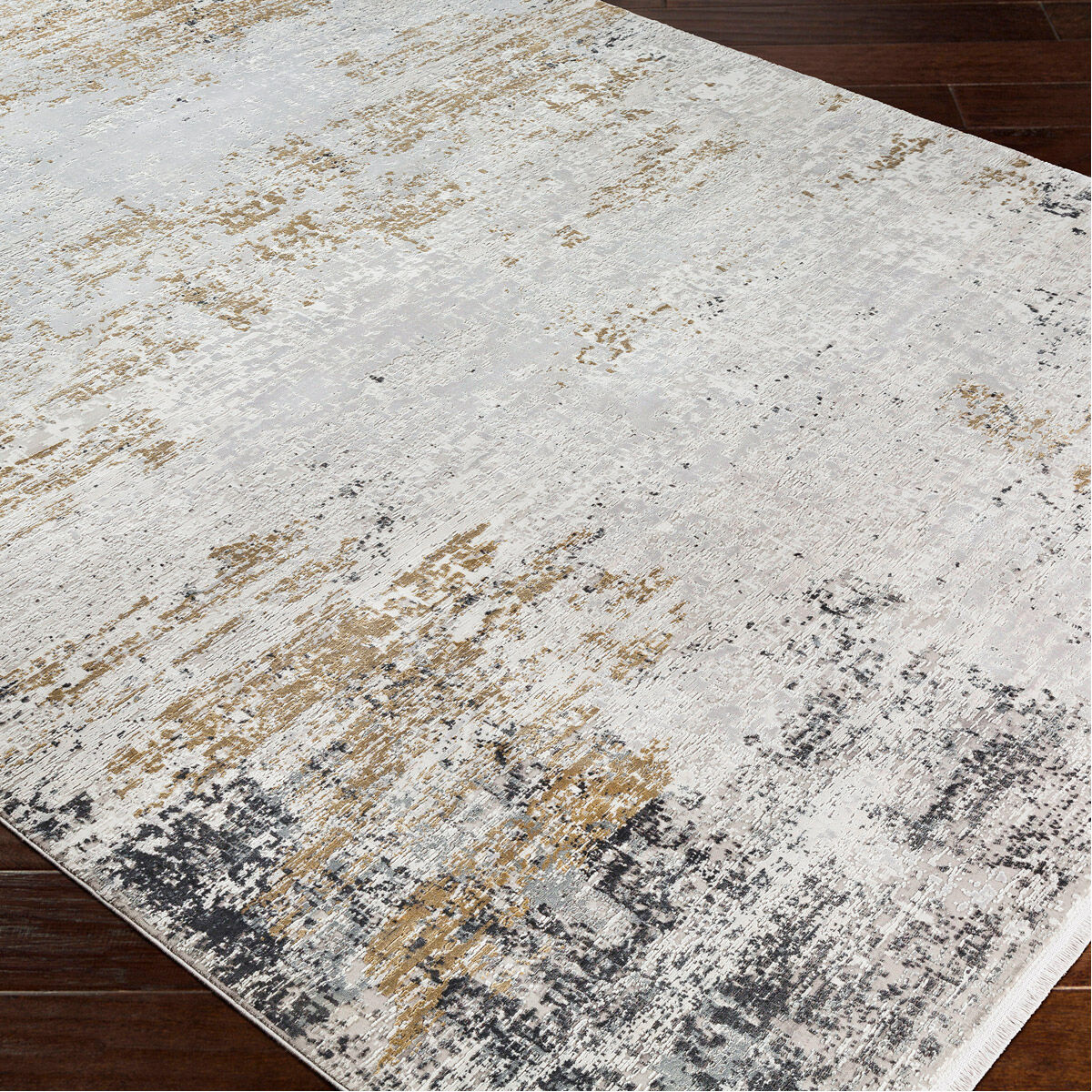 Ulen 156 X 114 inch White/Charcoal/Saffron/Subtle Light Gray Rug, 9.5ft x 13ft