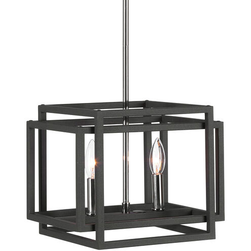 Quadrangle 2 Light 13 inch Black and Polished Nickel Mini Pendant Ceiling Light