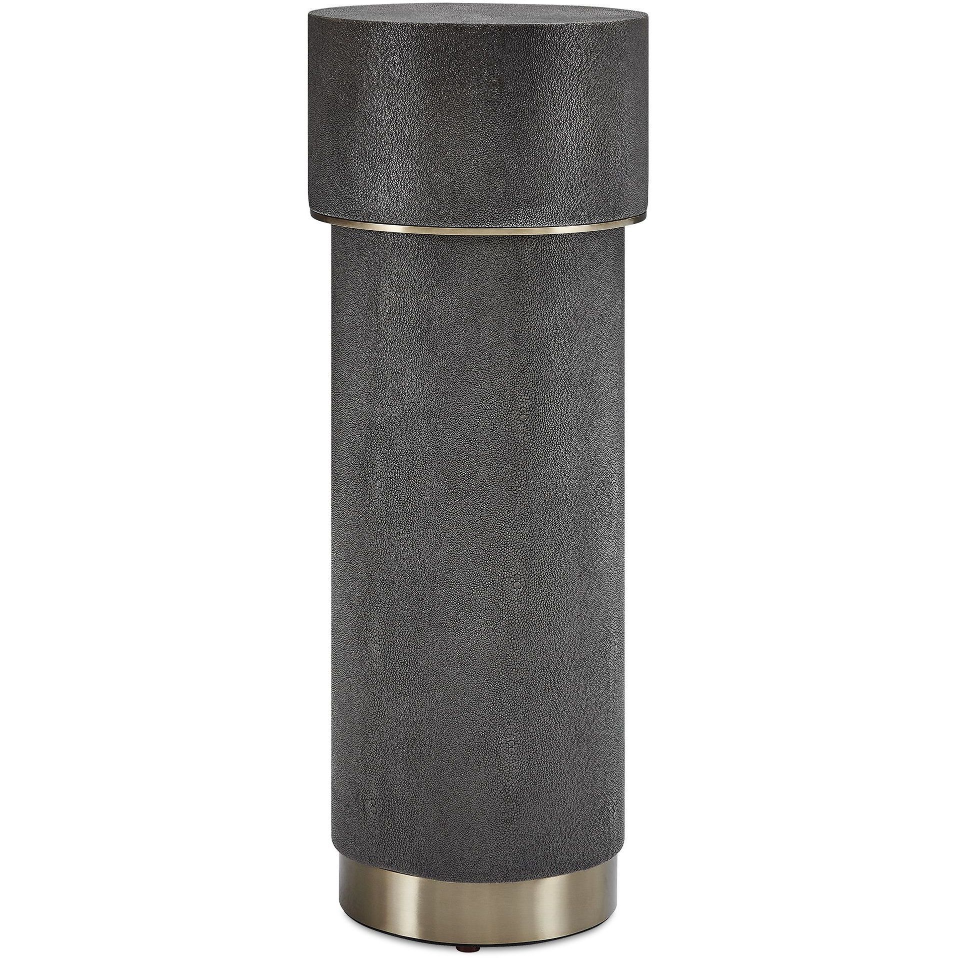 Wessex 22.5 X 8.5 inch Charcoal Faux Shagreen and Brushed Brass Drink Table