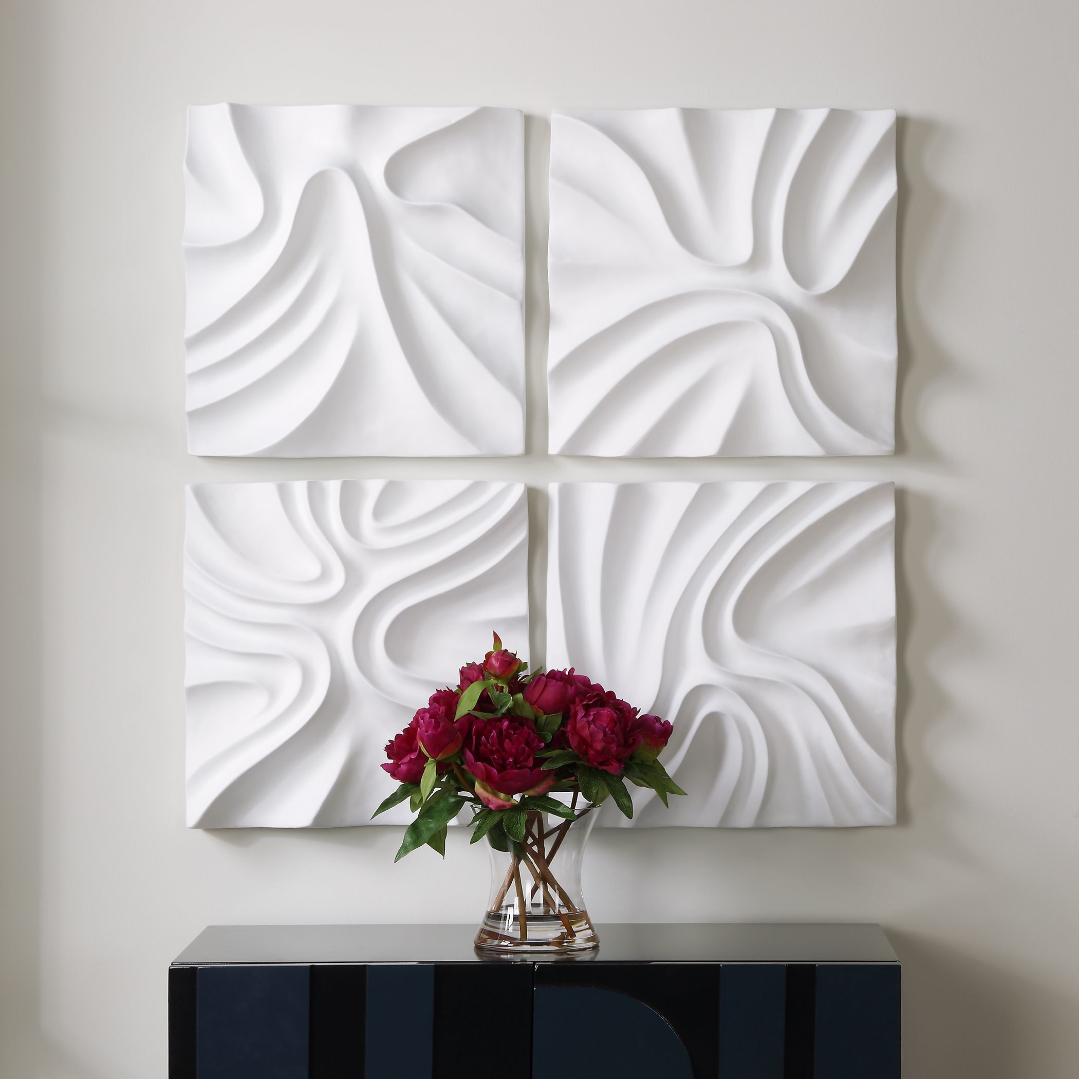 Snowdrift Fresh White Wall Decor, Set of 4