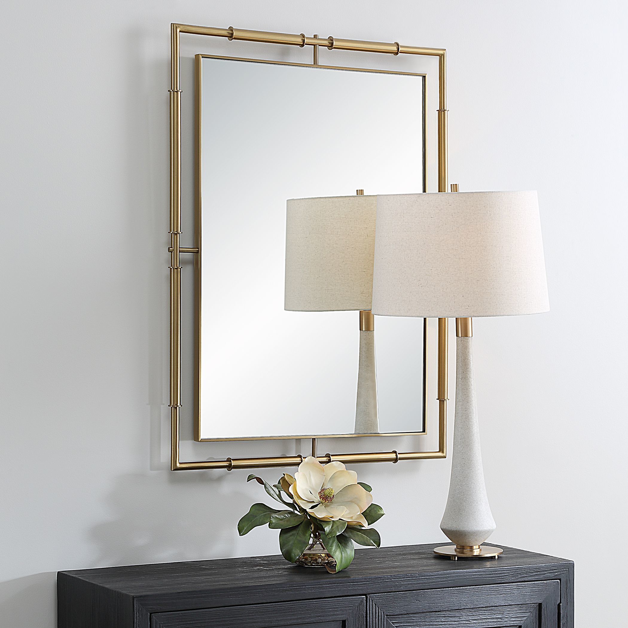 It's All Connected 40 X 30 inch Plated Brass Mirror