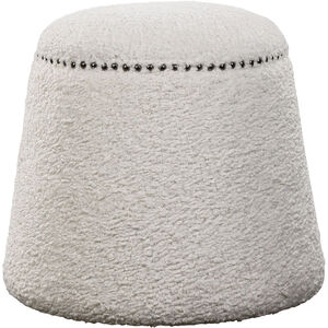 Gumdrop 17 inch Faux White Shearling and Black Nickel Ottoman