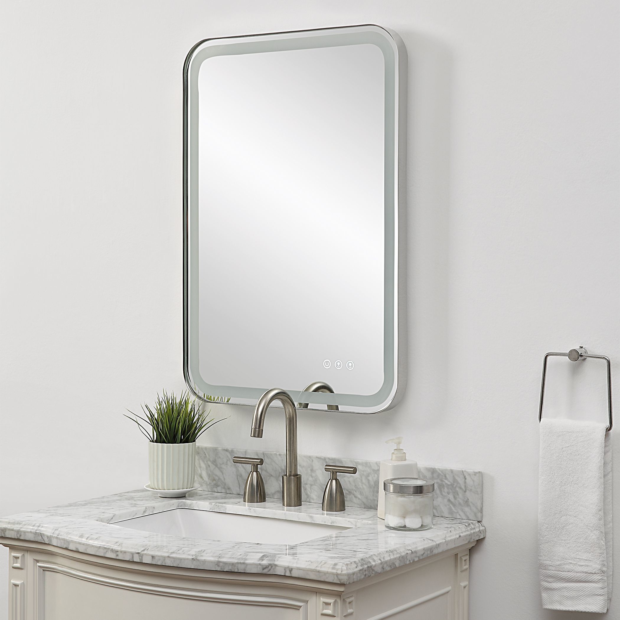 Crofton 32.25 X 22.25 inch Polished Nickel LED Lighted Vanity Mirror