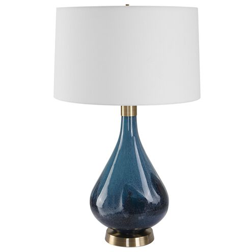 Riviera 28 inch 150.00 watt Sapphire and Dark Navy Blue with Antique Brass Table Lamp Portable Light