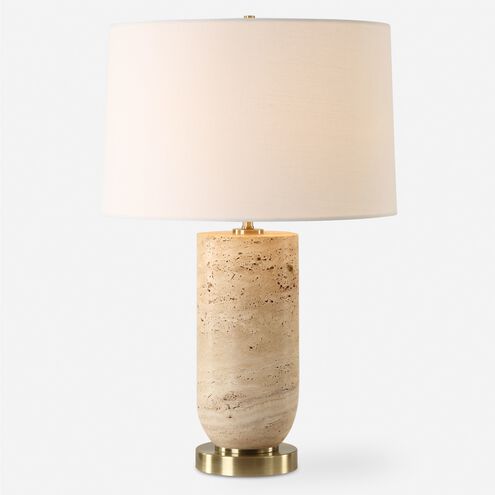 Aubrey 24.5 inch 150.00 watt Travertine and Antique Brass Table Lamp Portable Light