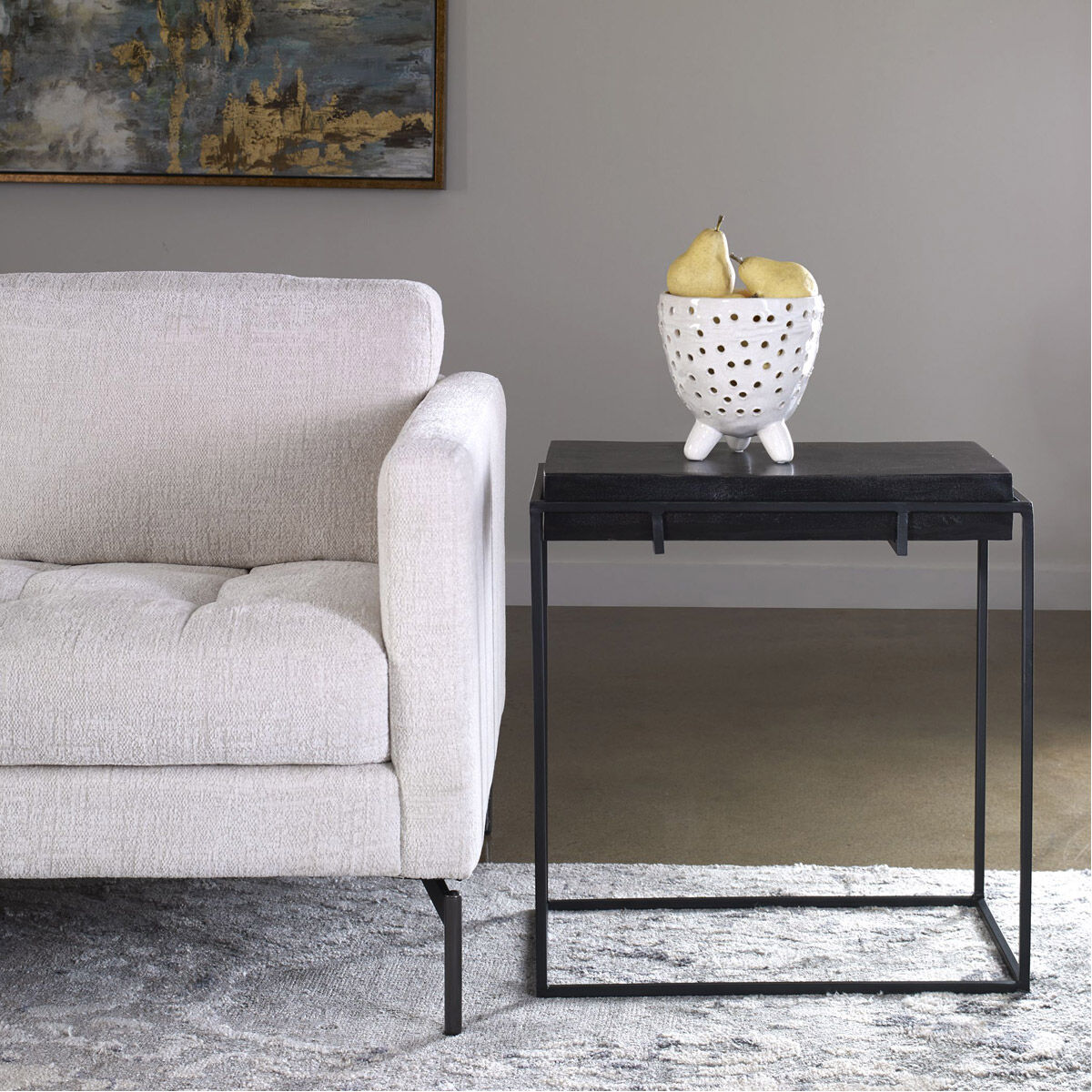 Telone 24 X 22 inch Dark Oxidized Black Side Table