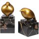 Golden Finch Brass and Black Marble Bird Figurines, Set of 2
