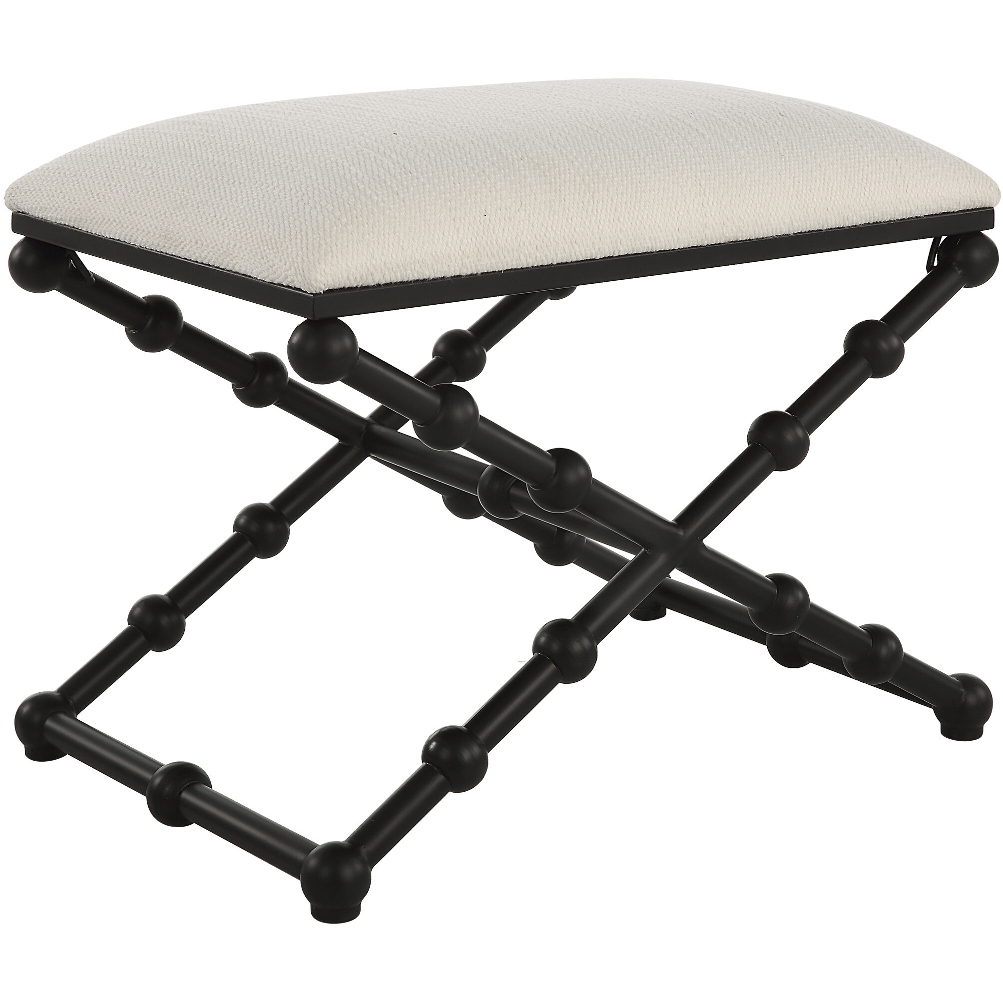Iron Satin Black with White Textured Polyester Bench