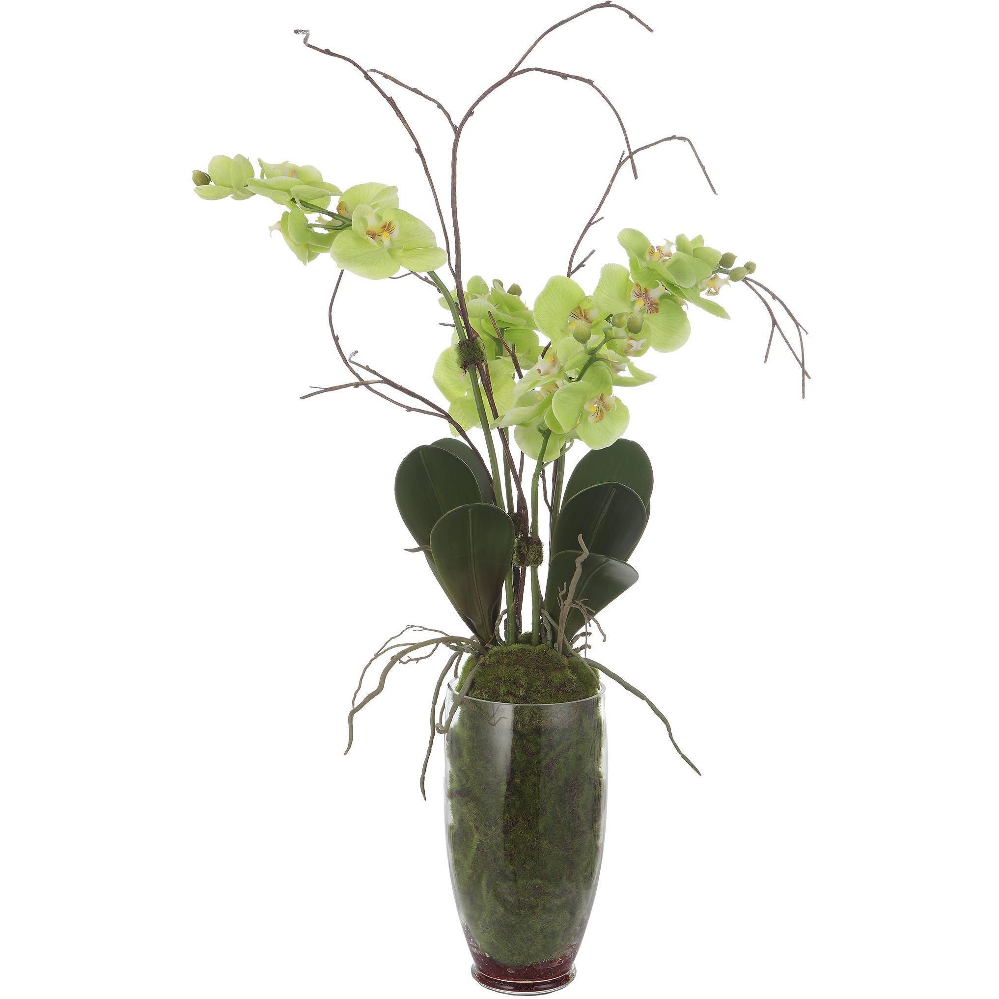 Valdive Bright Green and Clear Glass Orchid