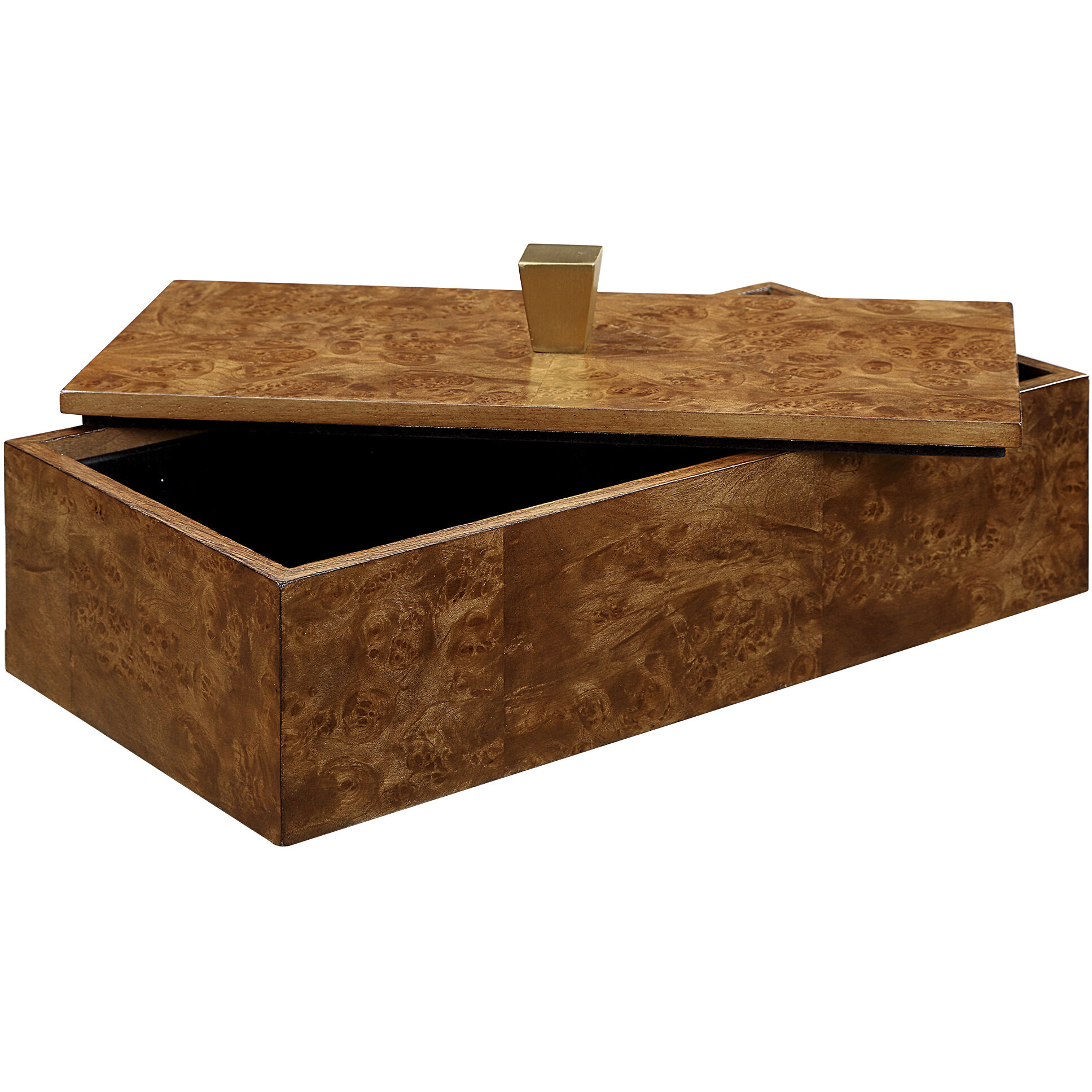 Burl Haven 15 inch Burl Veneer and Antique Brass Box