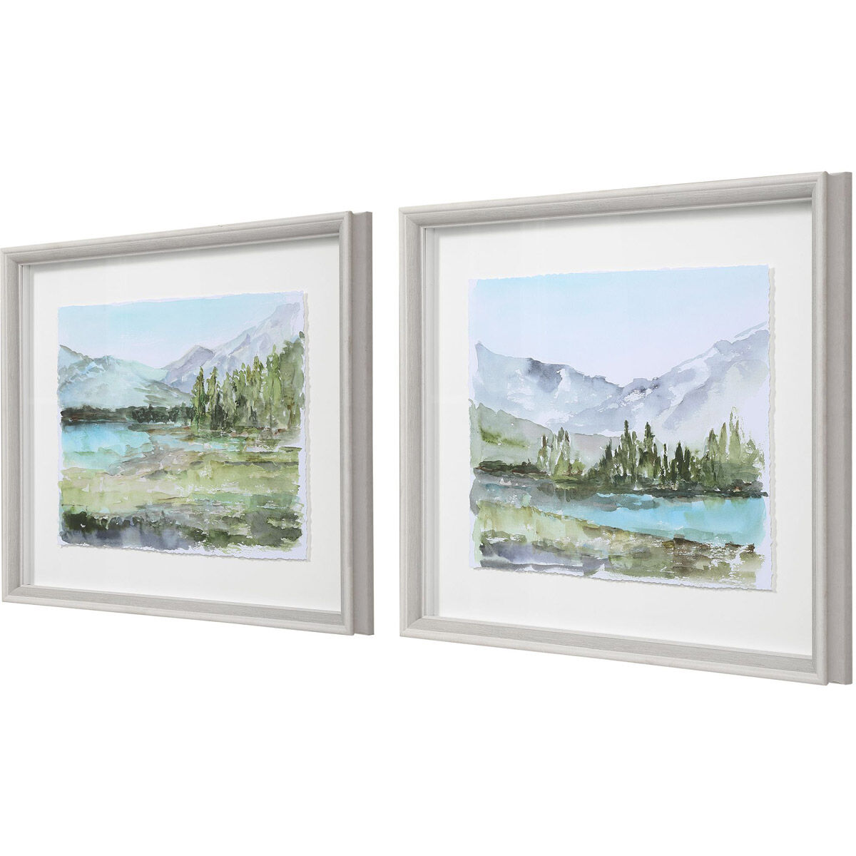 Plein Air Reservoir 27 X 23 inch Watercolor Prints, Set of 2