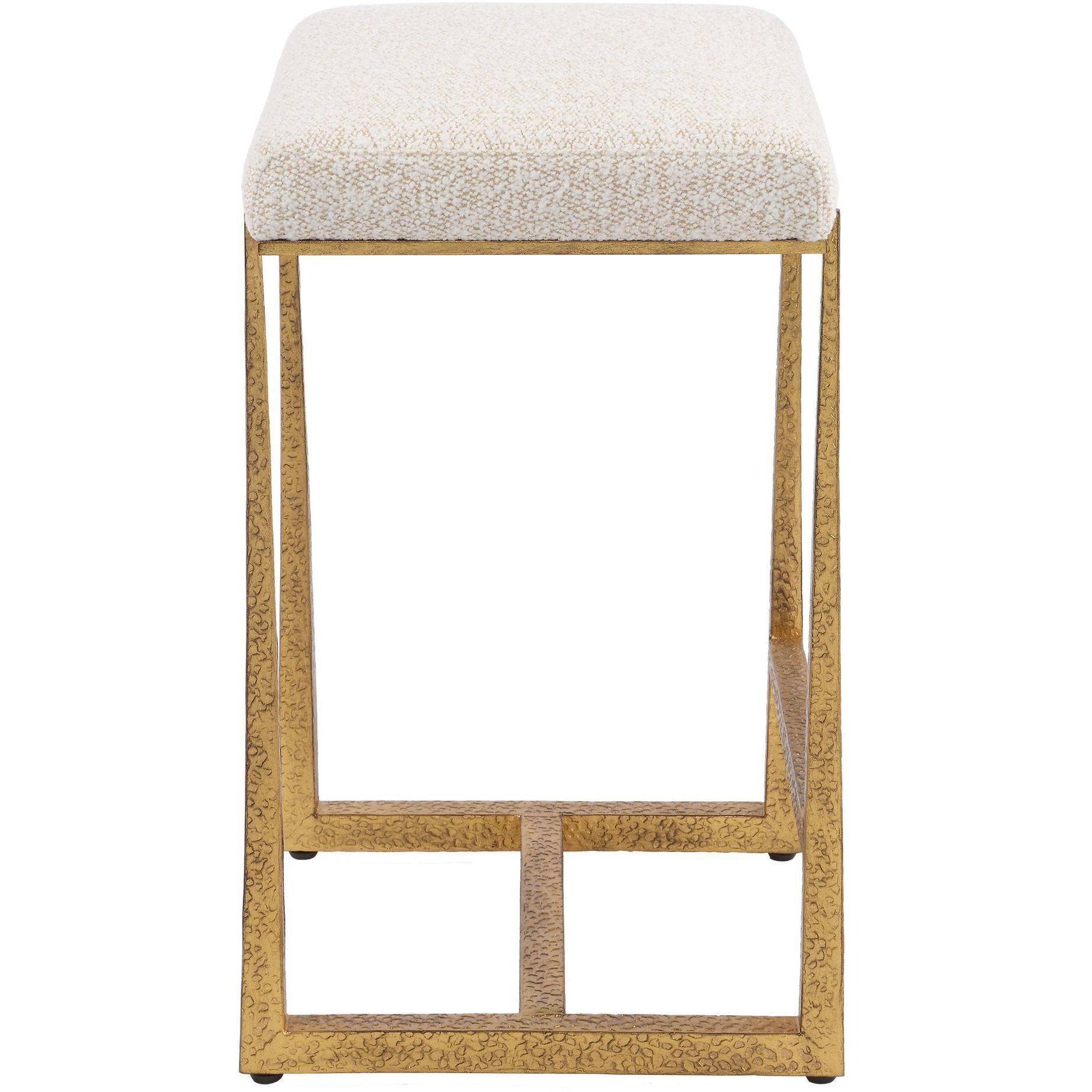Midas 26 inch Textured Antique Gold and Driftwood Toned Polyester Counter Stool
