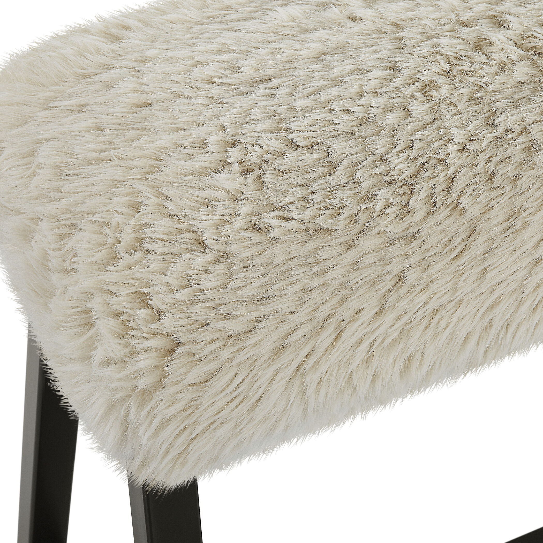 Taupo Beige Faux Sheepskin and Matte Black Bench