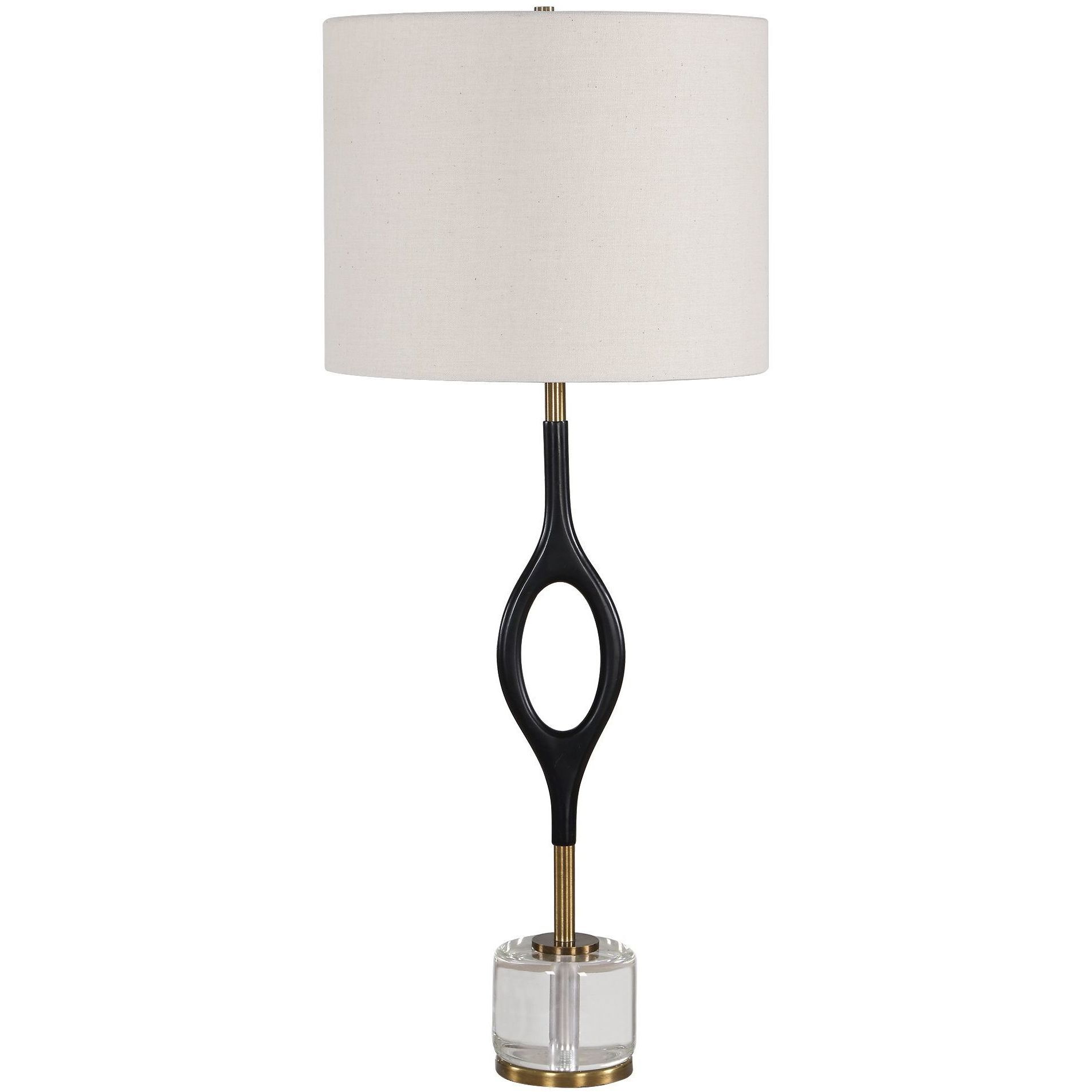 Maryam 30.25 inch 7 watt Black and Antique Brass and Crystal Cordless Buffet Lamp Portable Light
