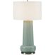 Claudin 37.75 inch 150 watt Glossy Aqua Blue Glaze and Antique Brass Table Lamp Portable Light