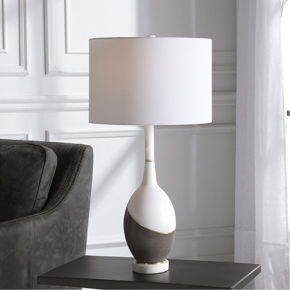 Tanali 29 inch 150.00 watt Charcoal Concrete and Polished White Marble Table Lamp Portable Light