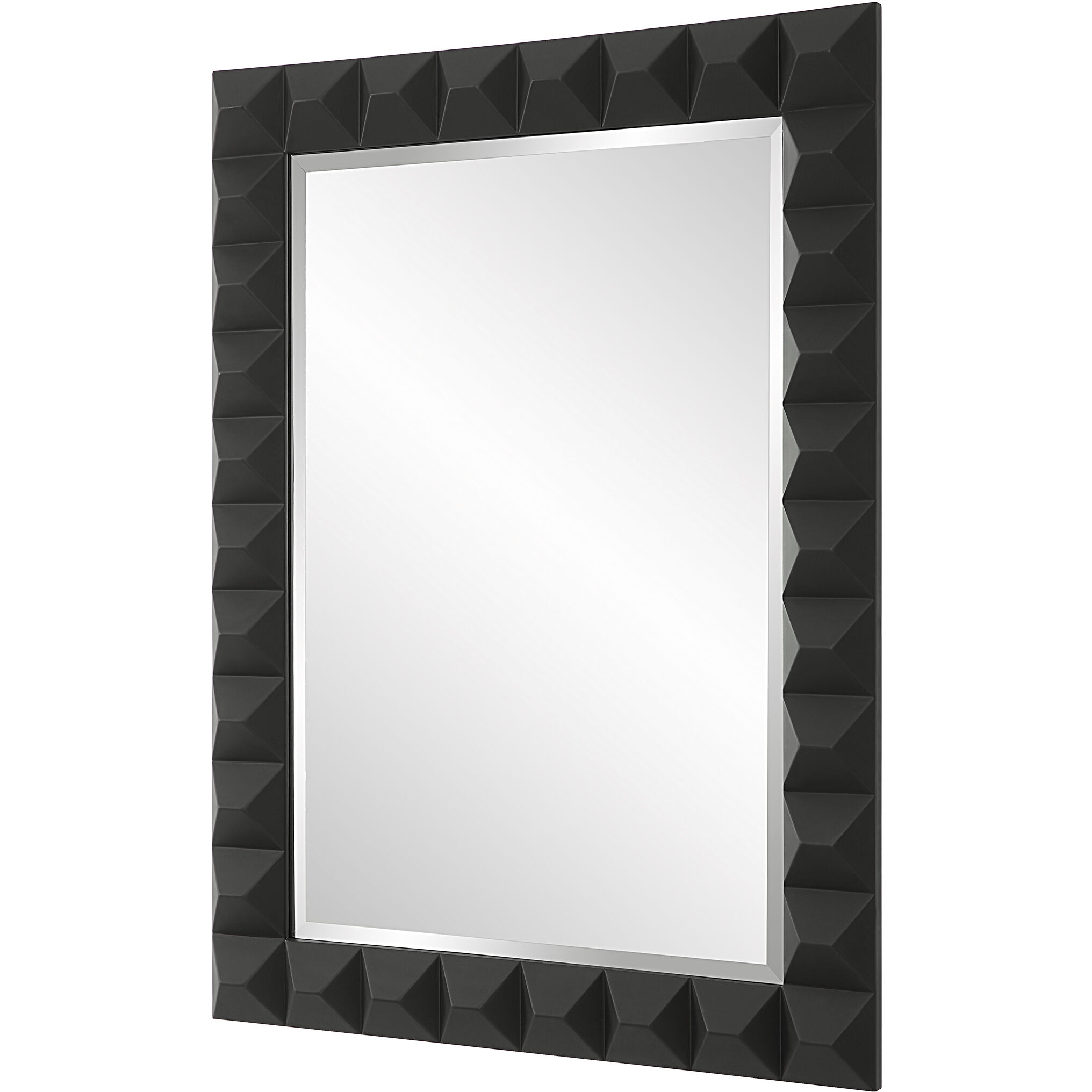 Studded 43.25 X 31.75 inch Matte Black Mirror