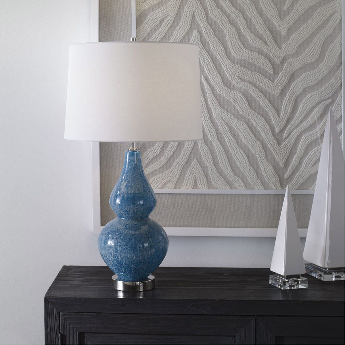 Avalon 27 inch 150.00 watt Light Blue and Turquoise with Polished Nickel Table Lamp Portable Light
