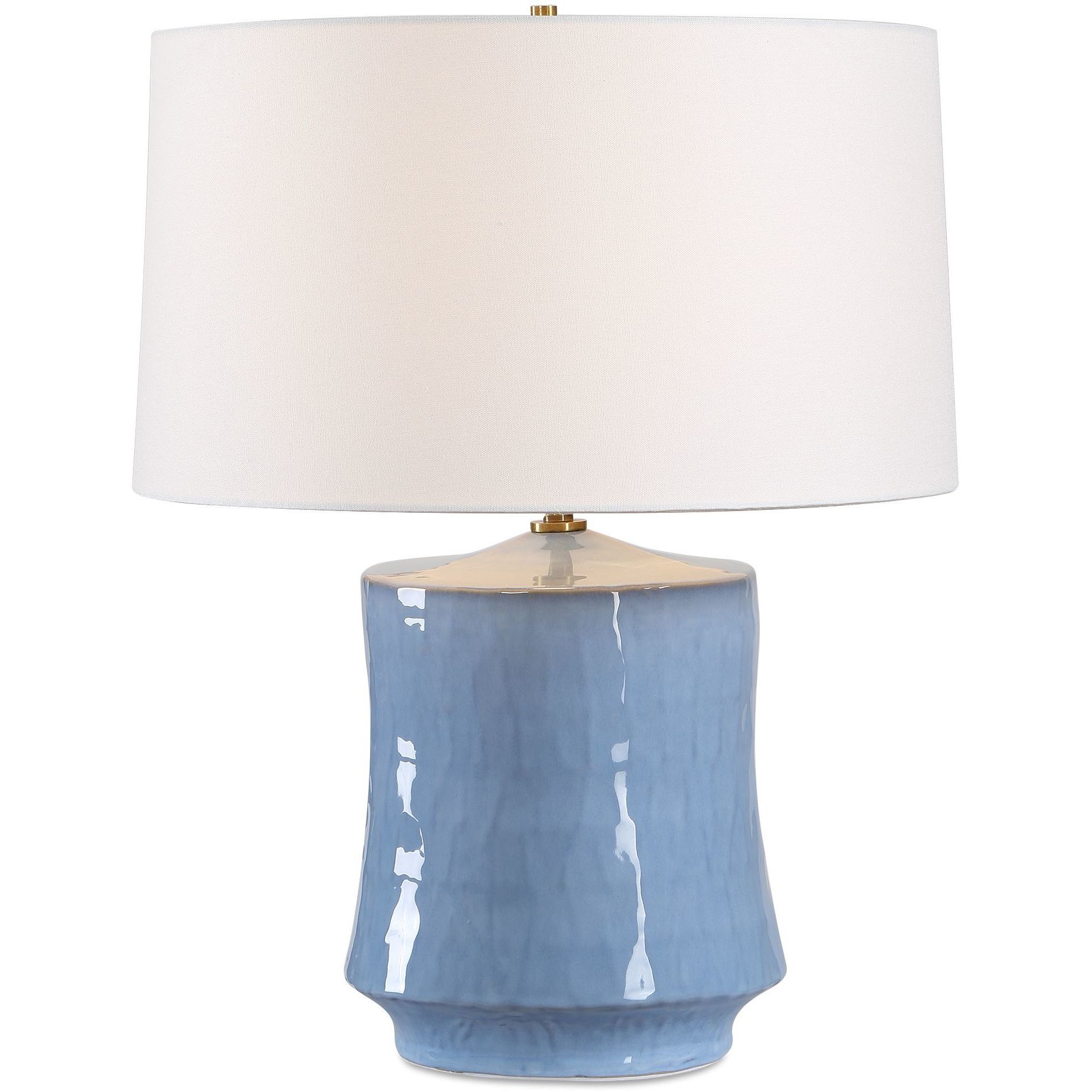 Kamara 23 inch 150 watt Powder Blue Glaze and Antique Brass Table Lamp Portable Light
