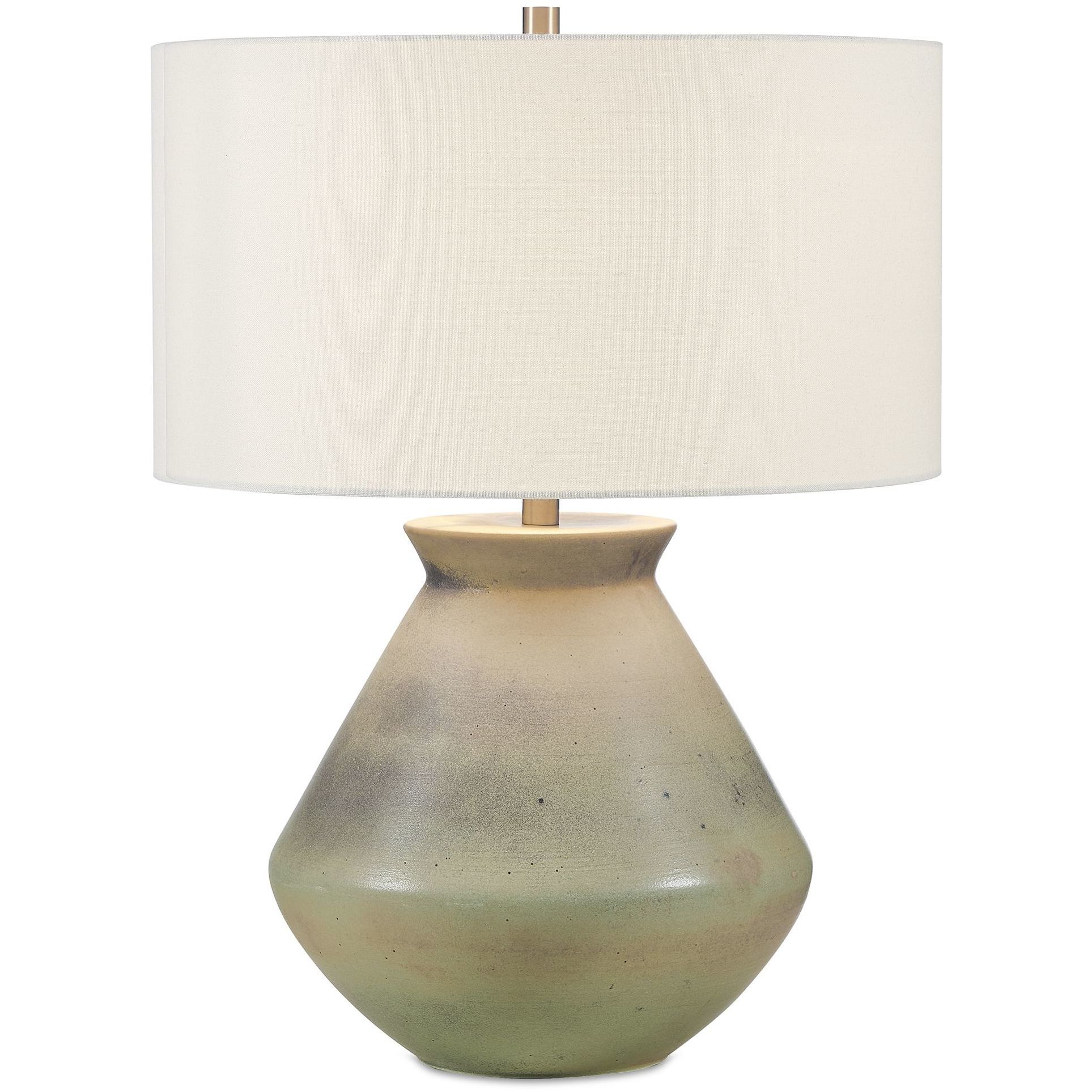 Natrone 26.88 inch 150 watt Sage Green with Charcoal and Brown Undertones and Antique Brass Table Lamp Portable Light