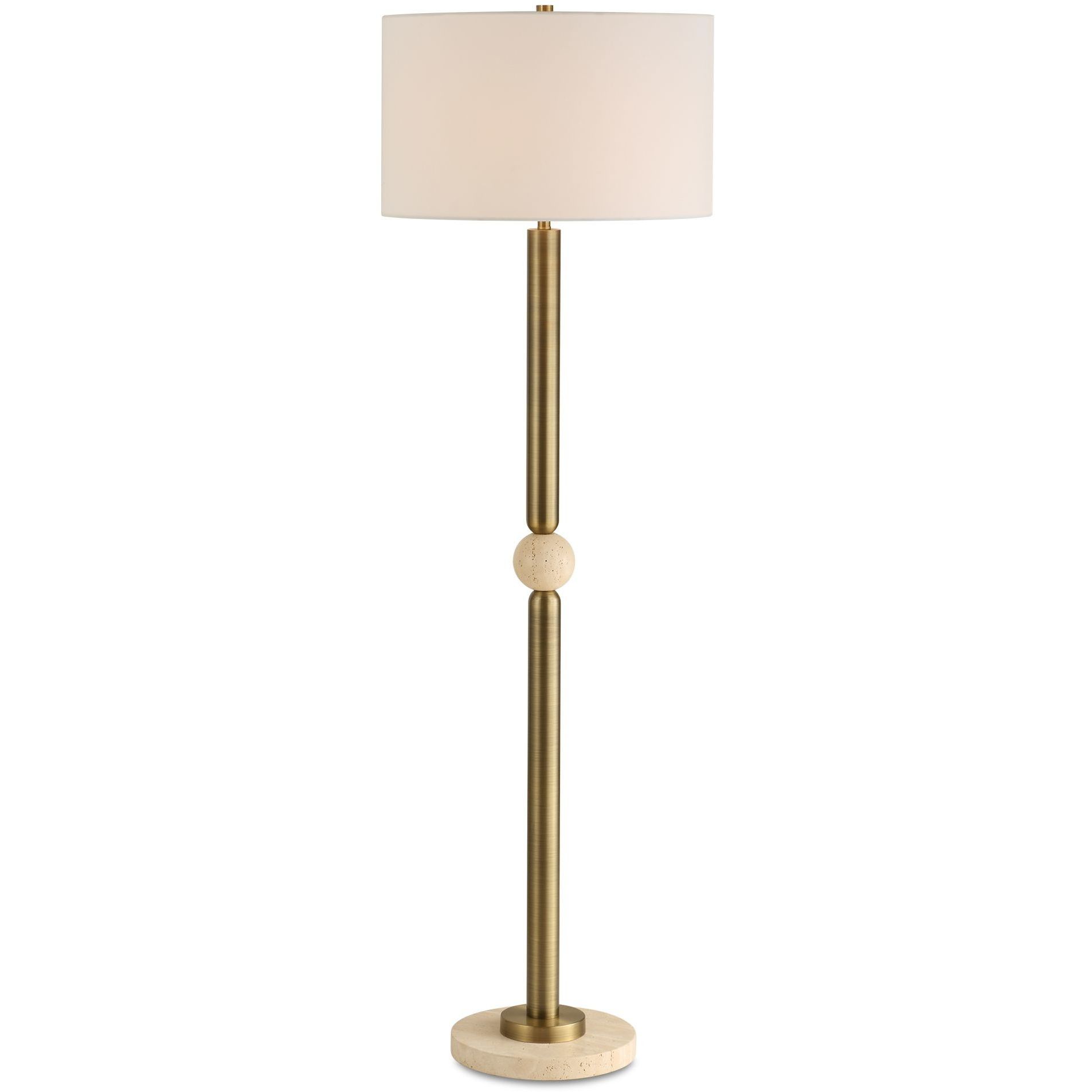 Hudson 61.5 inch 150.00 watt Gold and Travertine Floor Lamp Portable Light