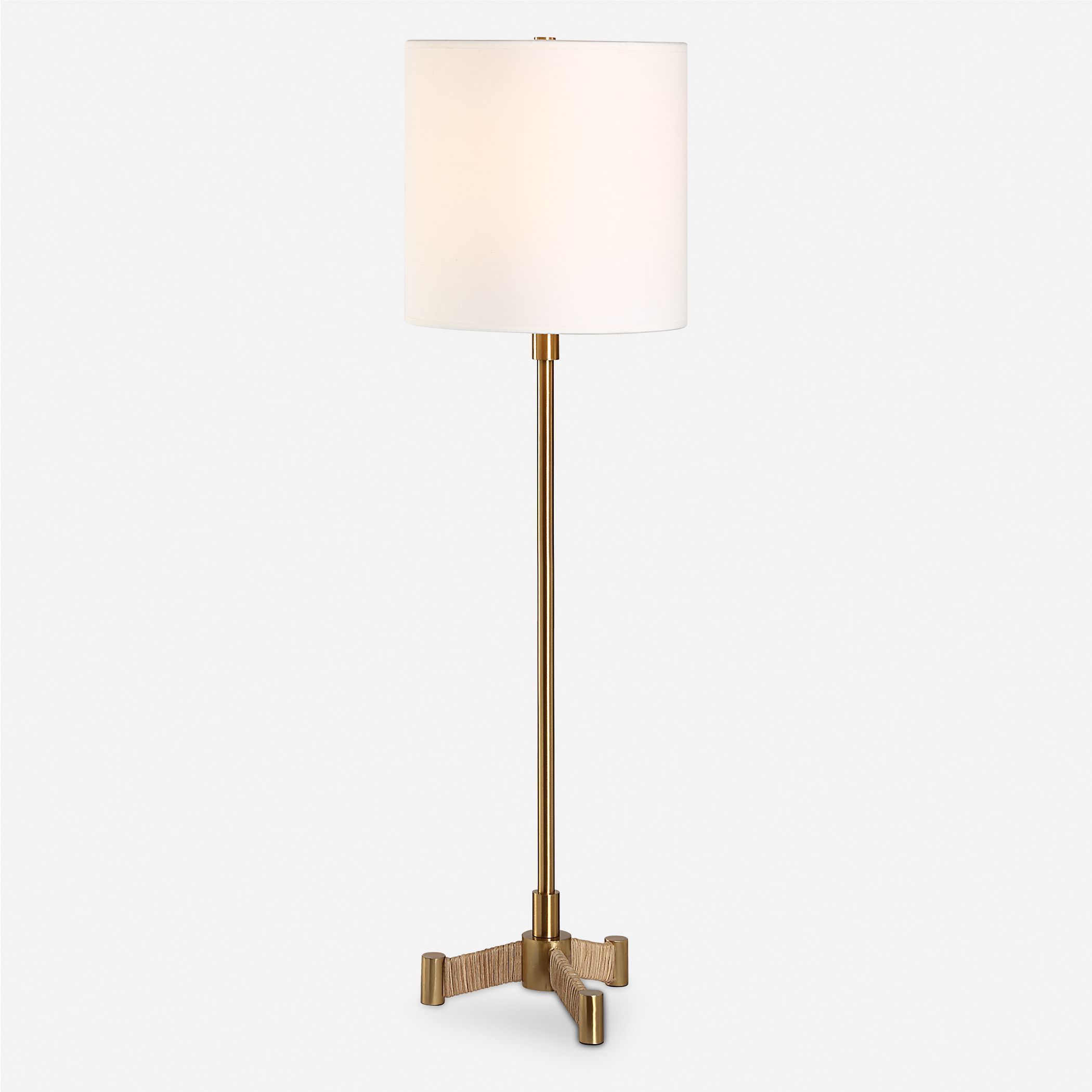 Lautoka 36 inch 100.00 watt Brass and Rattan Buffet Lamp Portable Light