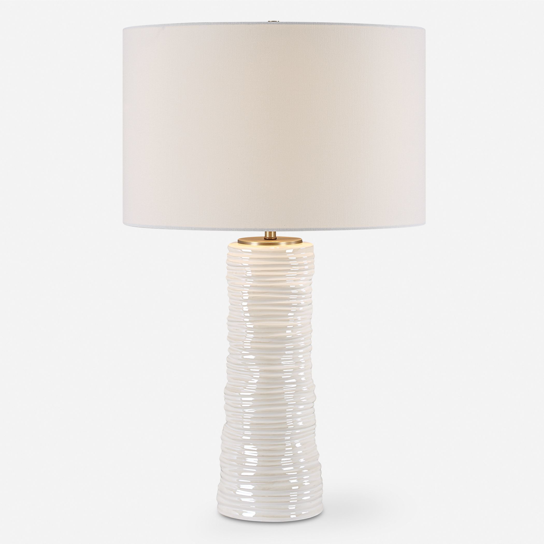 Pavlova 27.6 inch 150.00 watt Glossy White Glaze and Brushed Antique Brass Table Lamp Portable Light