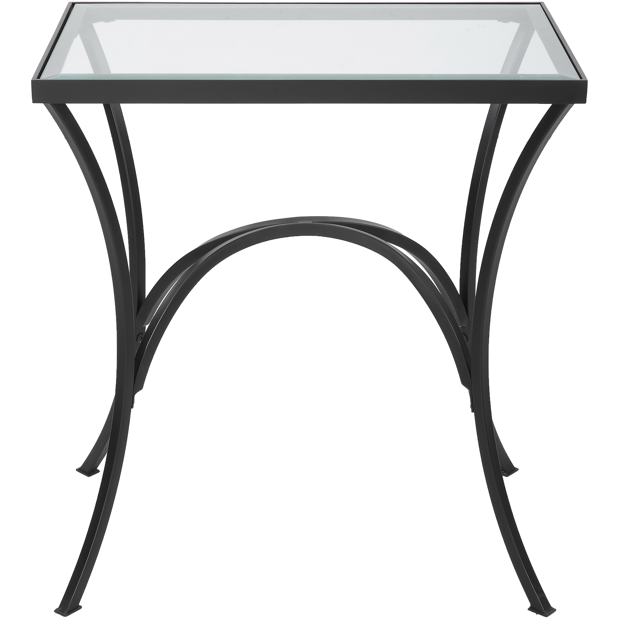 Alayna 24 X 22 inch Satin Black and Clear Glass End Table