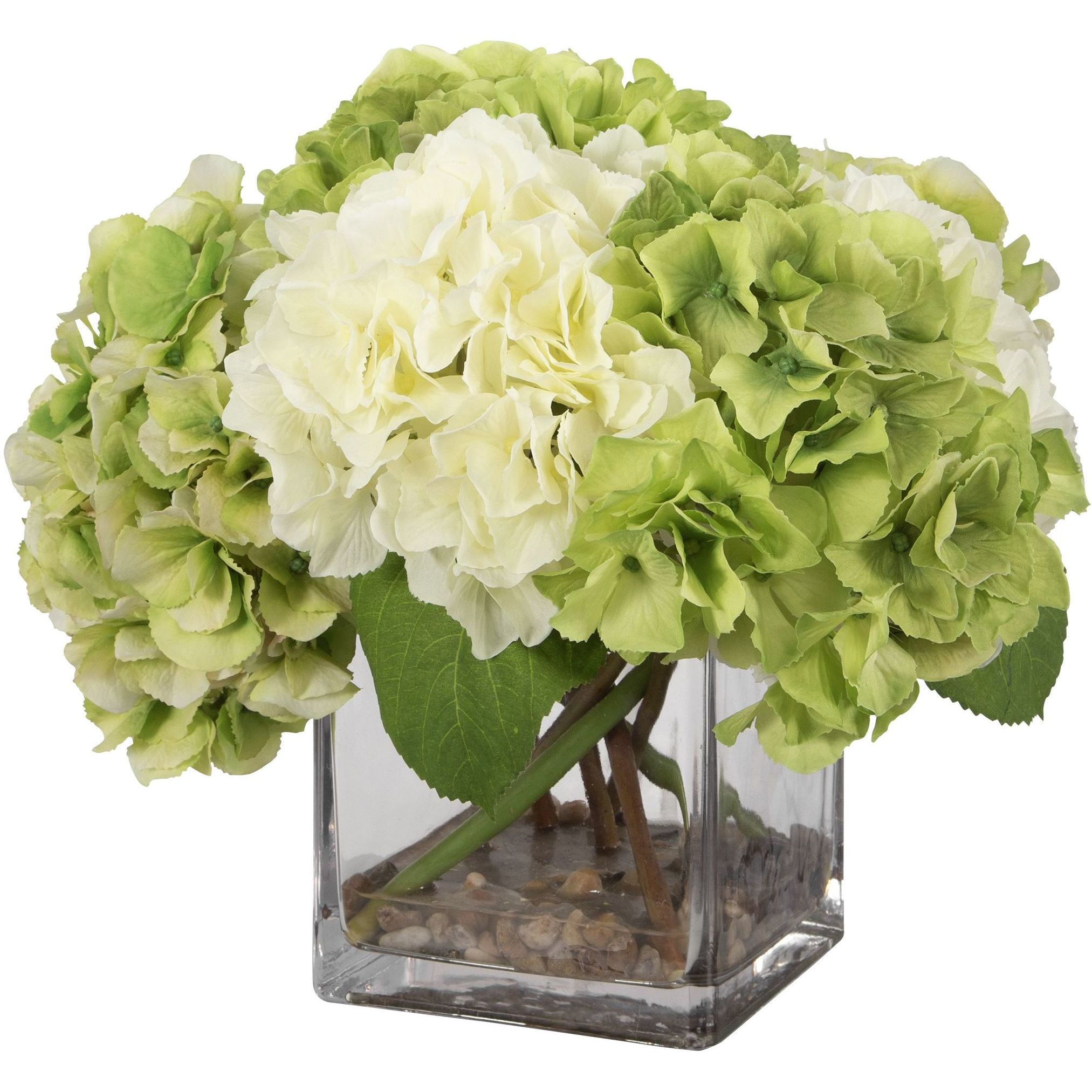 Savannah Green and White with Clear Glass Bouquet