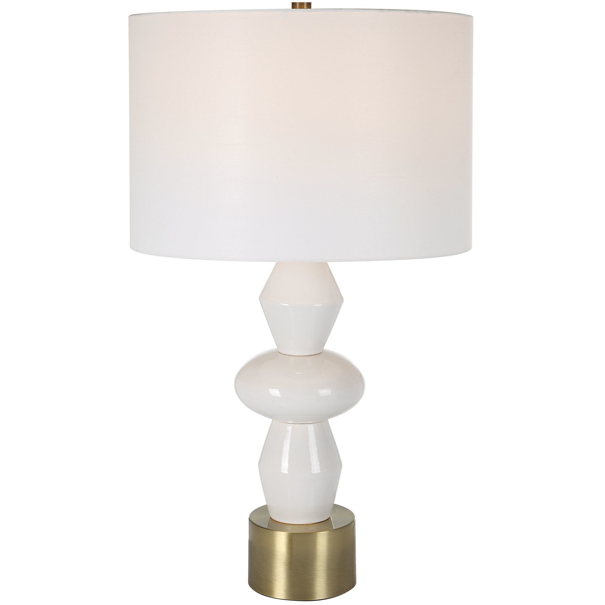 Architect 29.25 inch 150 watt Ivory Gloss Glaze and Antique Brushed Brass Table Lamp Portable Light