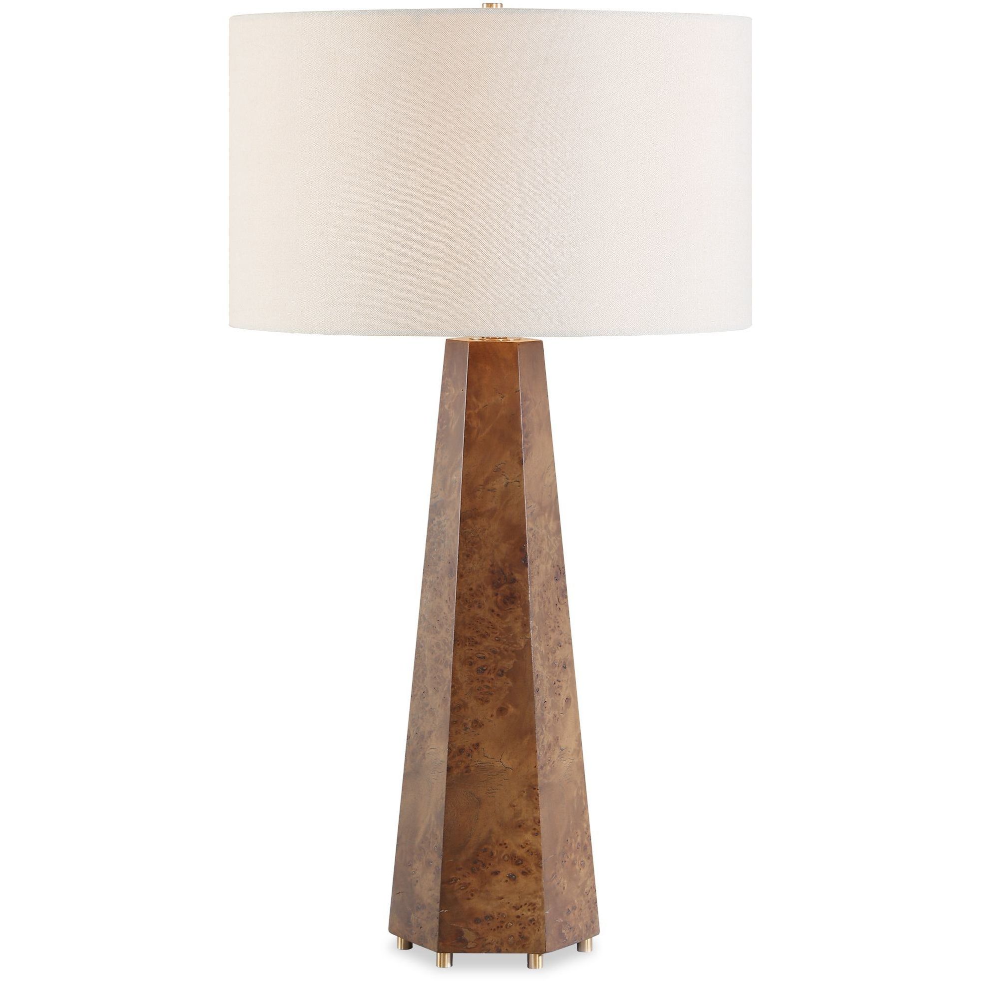 McCaffrey 29.5 inch 100 watt Burl Wood and Antique Brass Table Lamp Portable Light