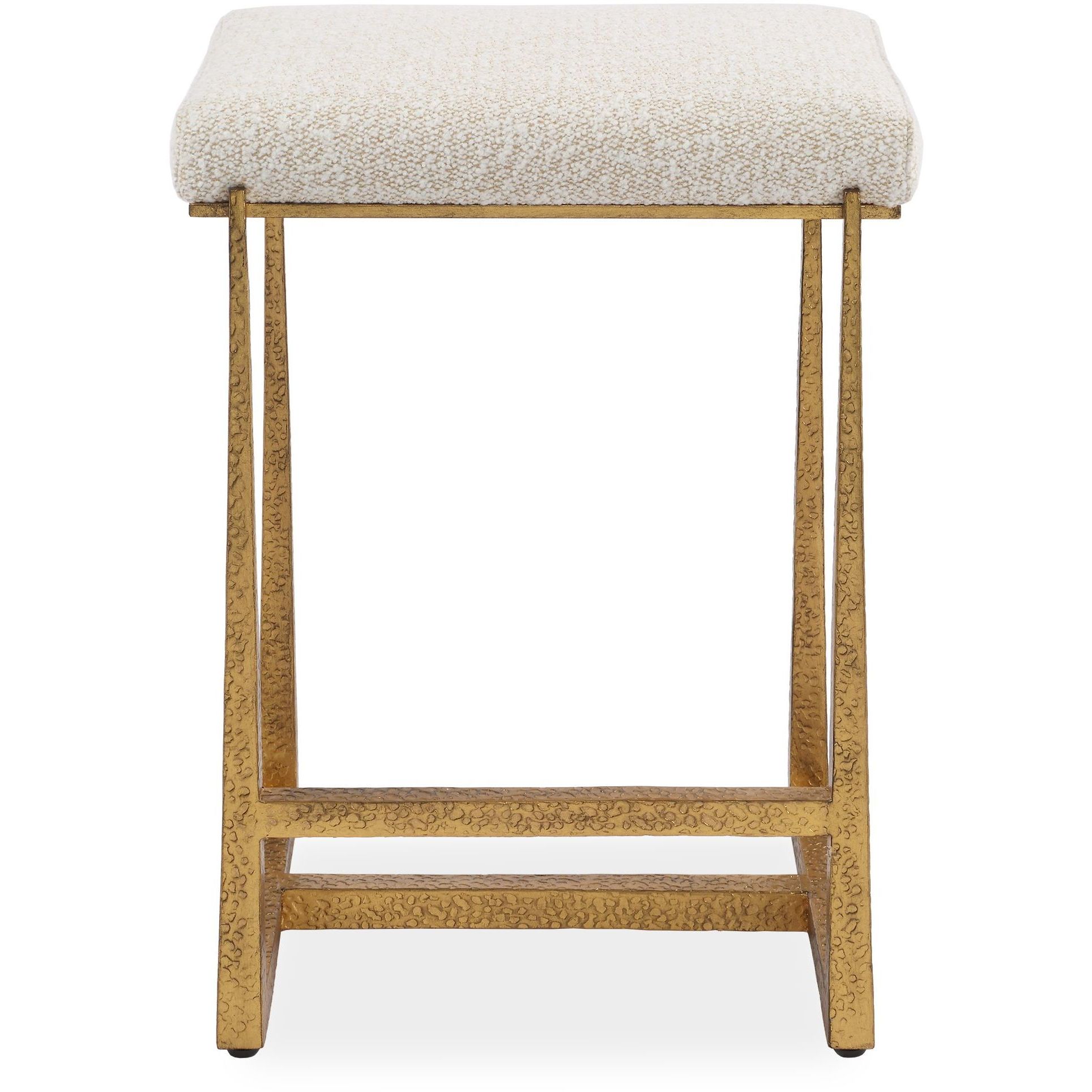 Midas 26 inch Textured Antique Gold and Driftwood Toned Polyester Counter Stool