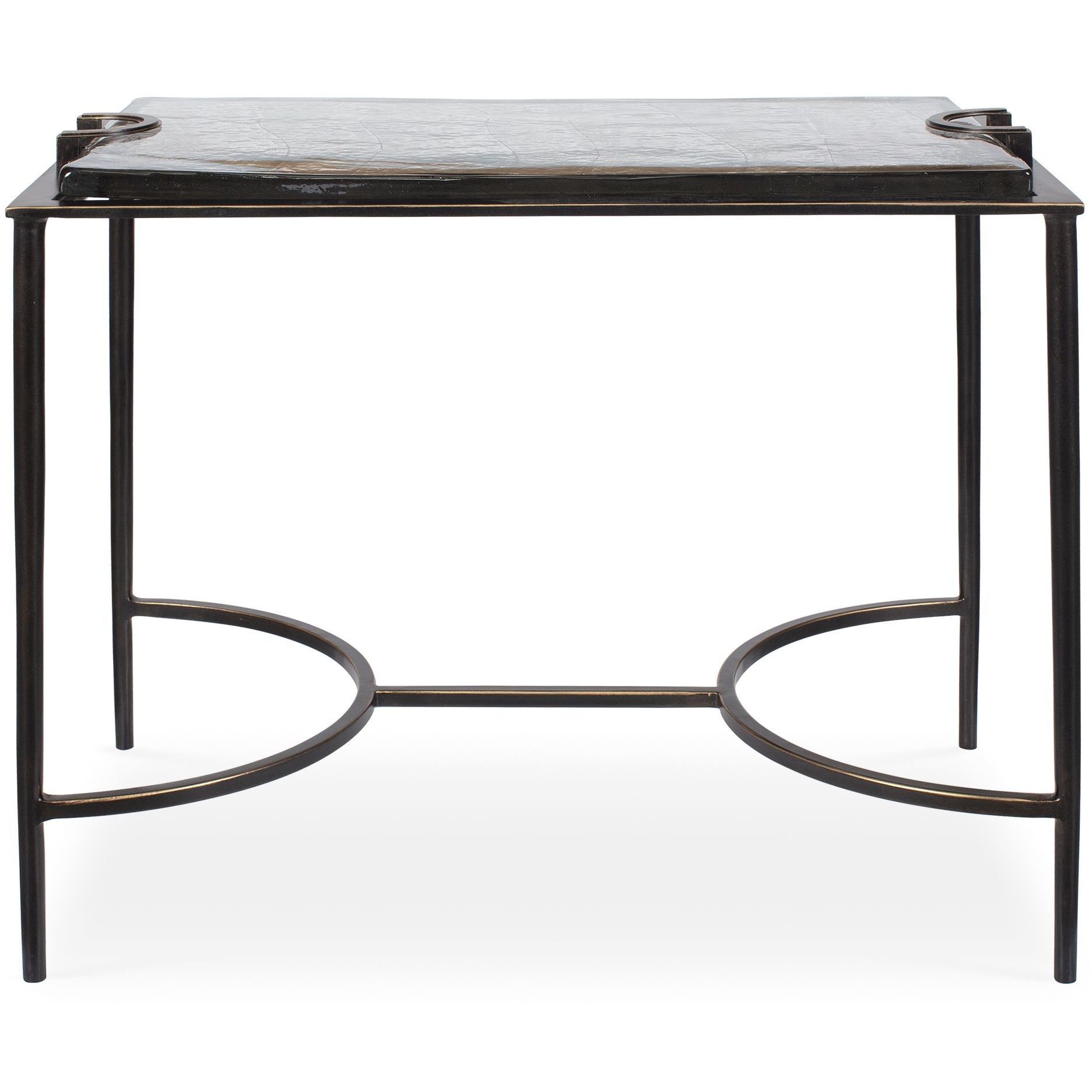 Eisen 26.5 X 20.25 inch Textured Cast Glass and Dark Bronze Accent Table