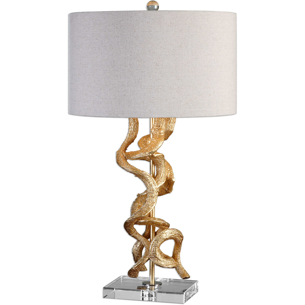 Twisted Vines 29 inch 100 watt Gold Table Lamp Portable Light