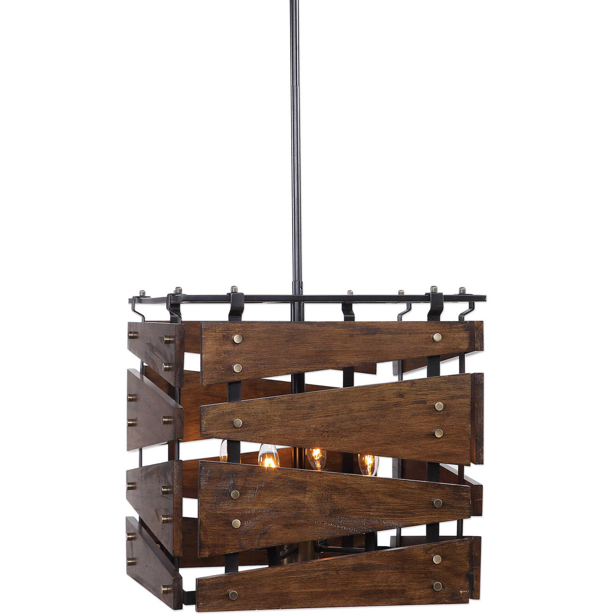 Augie 4 Light 18 inch Warm Brown Oiled Walnut and Dark Bronze Pendant Ceiling Light