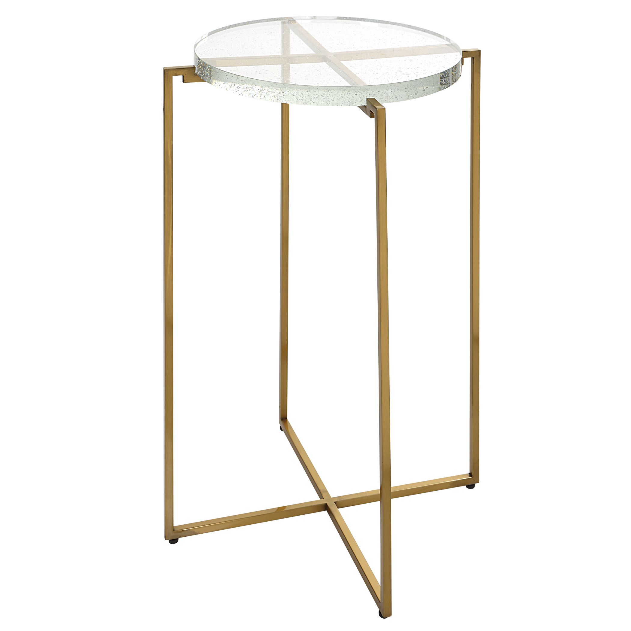 Star-crossed 24 X 16 inch Brushed Gold and Seeded Glass Accent Table