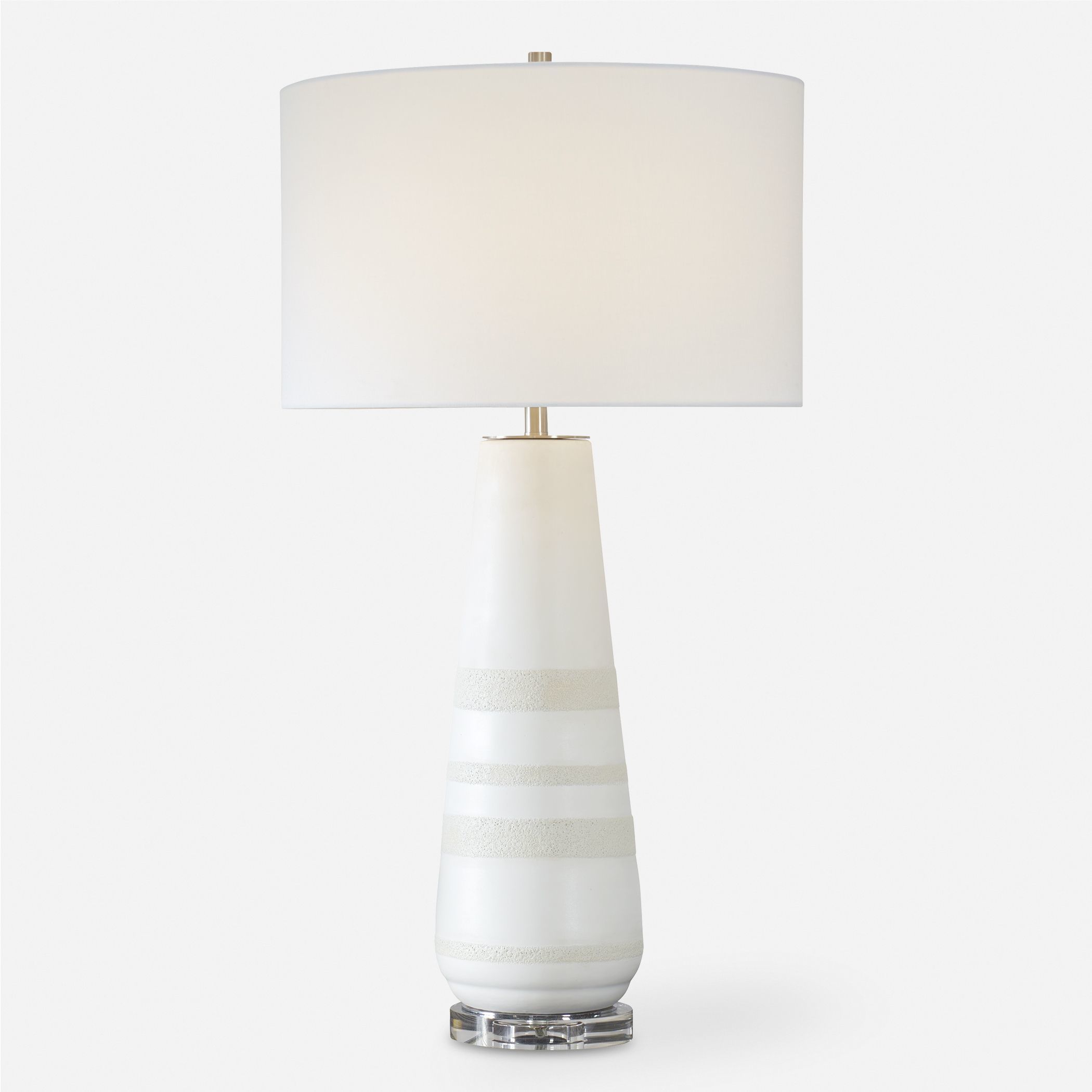 Santino 31 inch 150.00 watt Crackled Ivory Ceramic and Dove Gray with Brushed Nickel and Crystal Table Lamp Portable Light