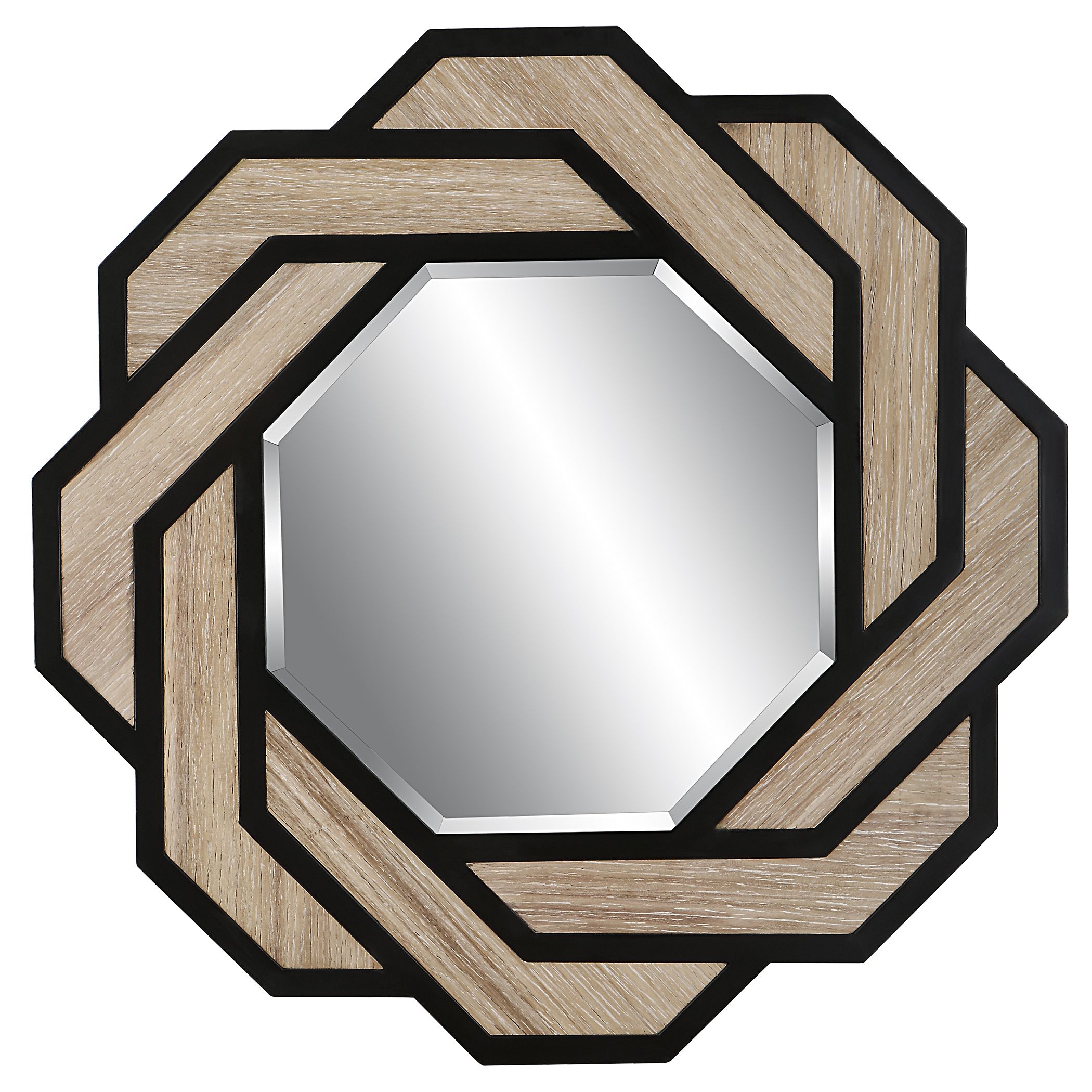 Continuity 36 X 36 inch Satin Black and Distressed Wood Mirror